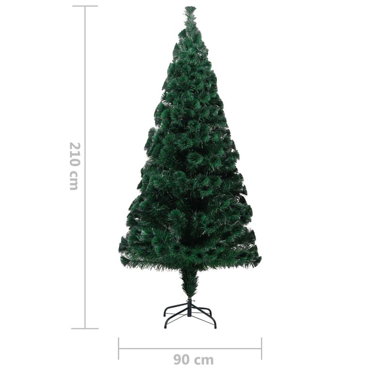 VIDAXL Sapin de Noël artificiel avec support vert 210 cm fibre optique