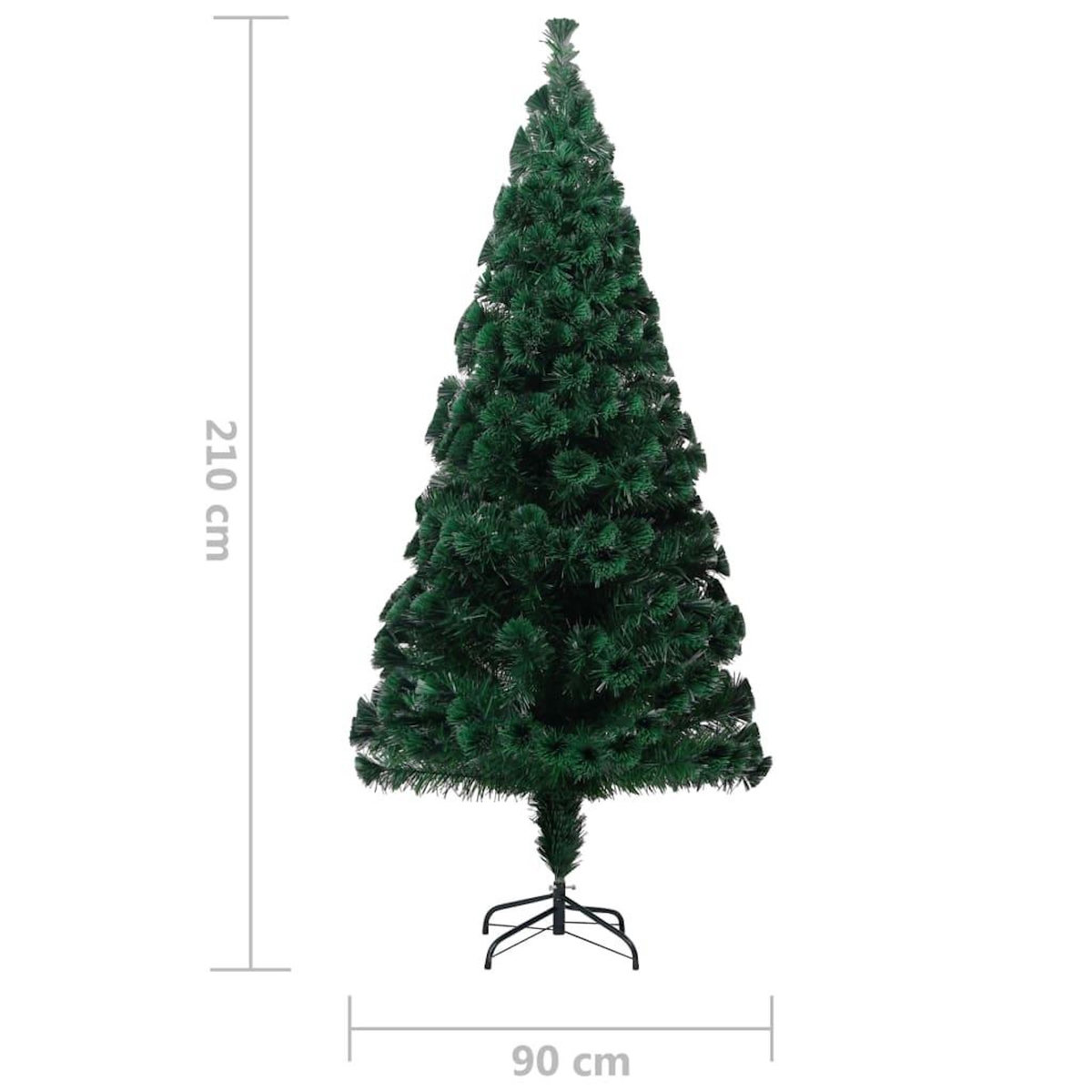 VIDAXL Sapin de Noël artificiel avec support vert 210 cm fibre optique