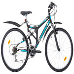 BACHINI Vélo 26'' - VTT 26'' - Modèle  BACHINI  Tout Suspendu - 18 Vitesses - Transmission Shimano ( Dérailleurs, roue libre & Poignées )  - Freins V-Brake Aluminium