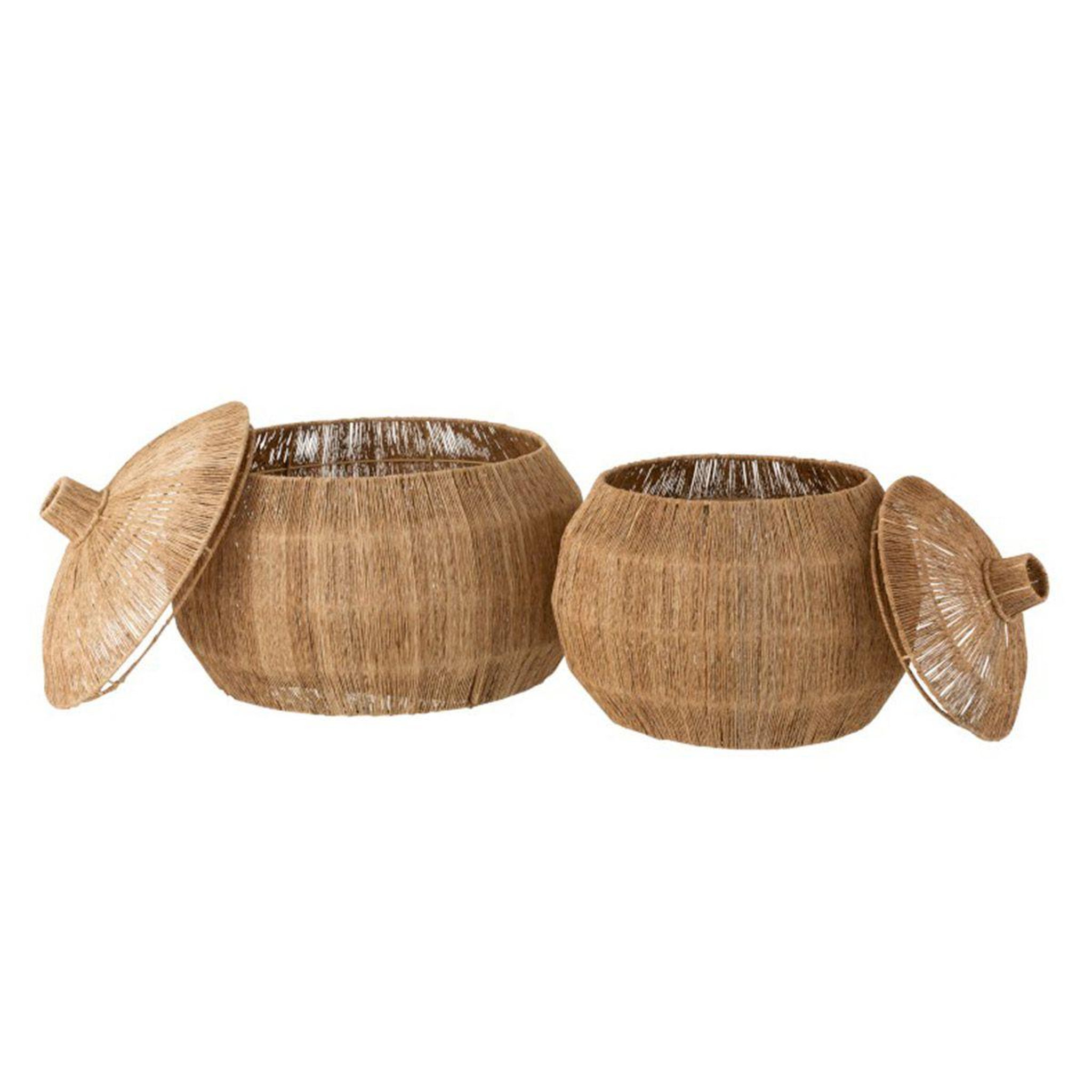 Voir la diapositive 2 : J-LINE Lot de 2 paniers en jute  dantya  55cm naturel