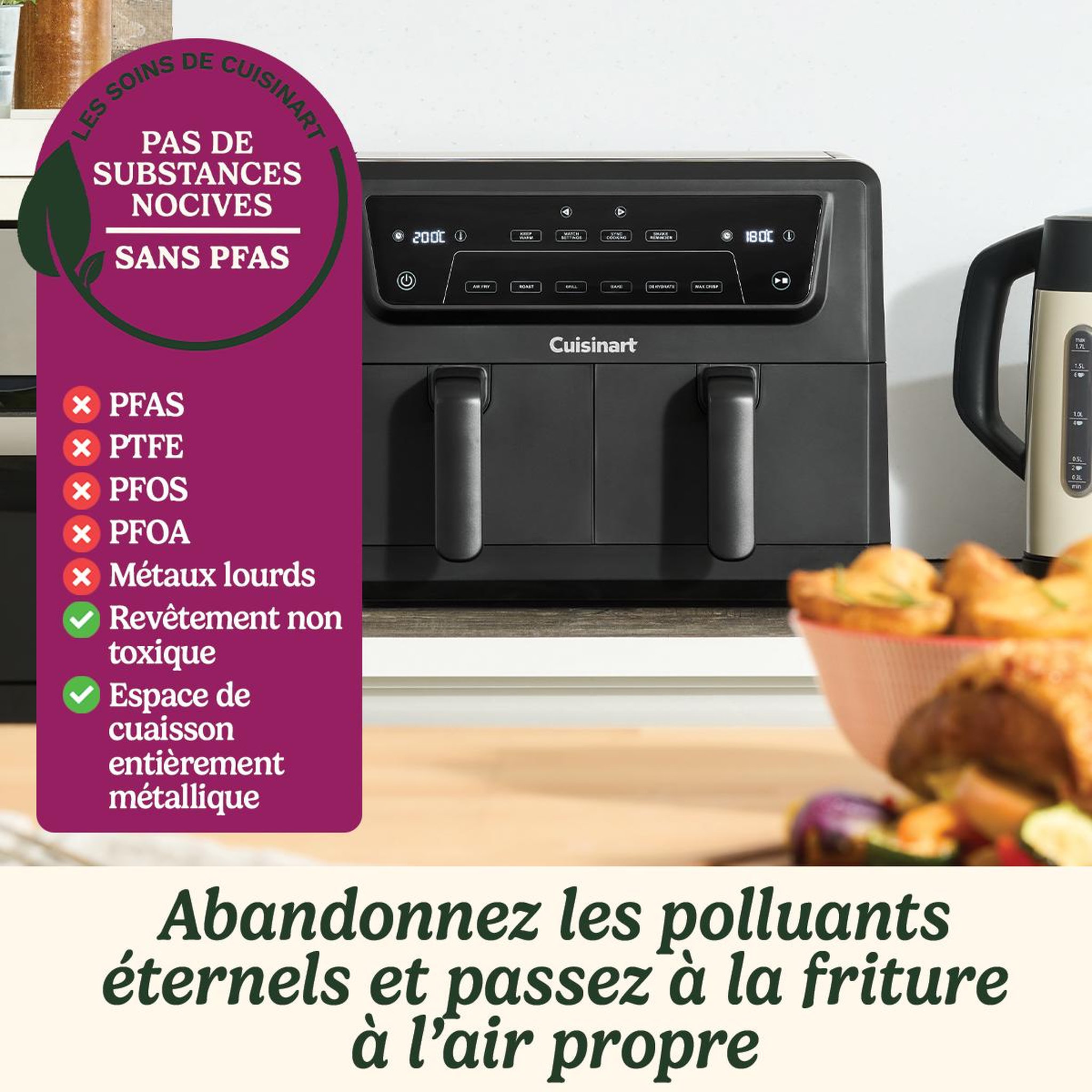 Voir la diapositive 3 : Cuisinart Friteuse sans huile 10,4l 2400w noir - afd10oble