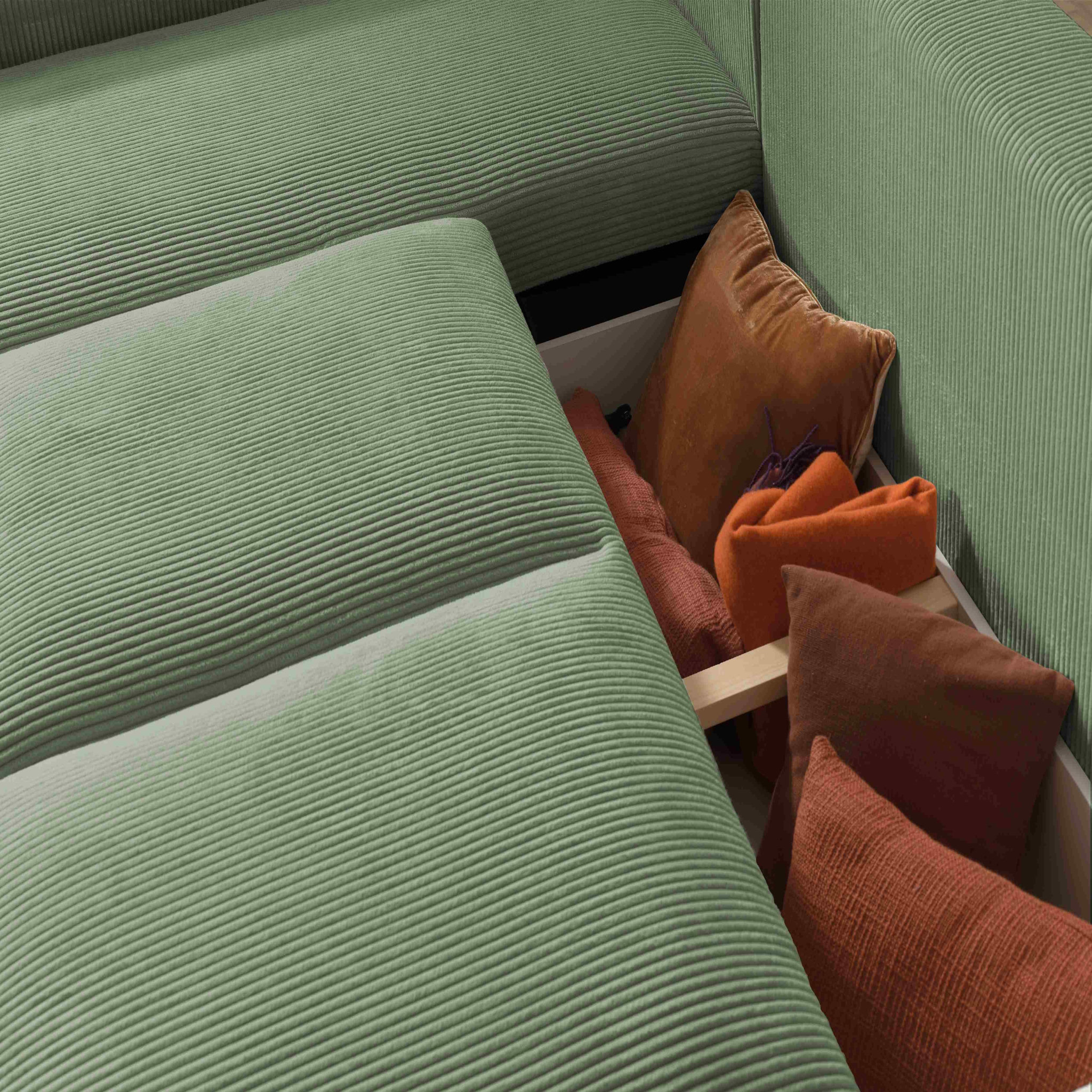 Voir la diapositive 4 : LISA DESIGN Livy - canapé d'angle convertible et coffre - réversible - en velours côtelé - 4 places