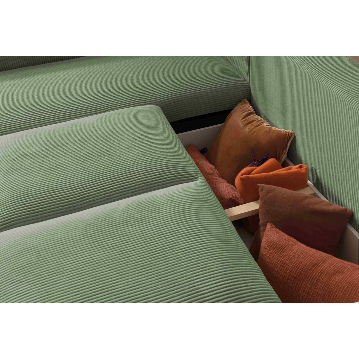 LISA DESIGN Livy - canapé d'angle convertible et coffre - réversible - en velours côtelé - 4 places