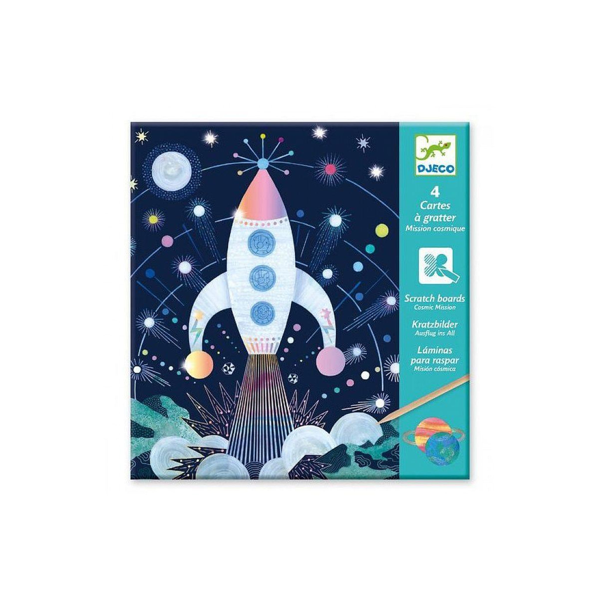 Voir la diapositive 2 : Djeco Cartes a gratter mission cosmique