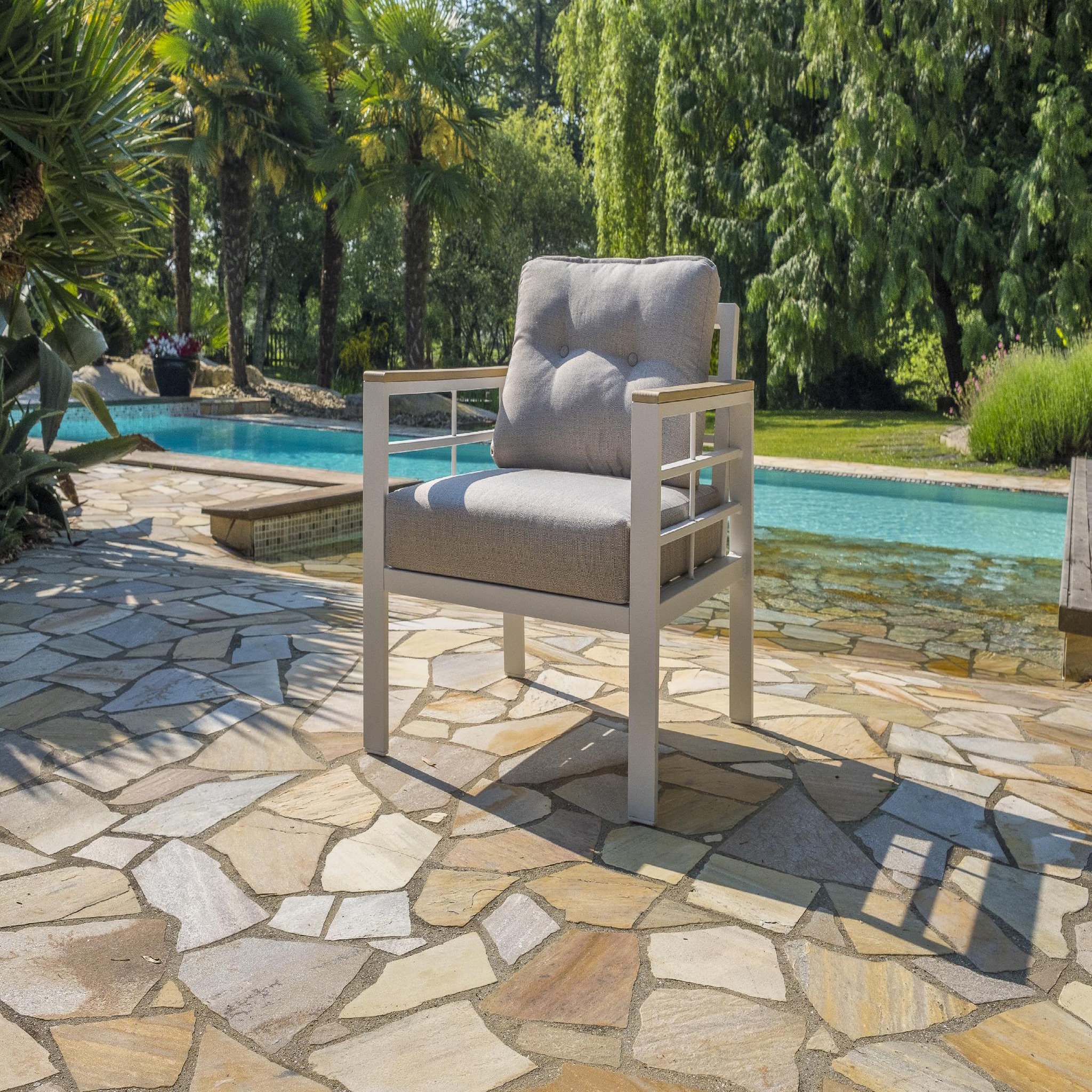 Voir la diapositive 7 : DCB GARDEN Salon de jardin - 7 places - Aluminium - blanc - CAYENNE S3