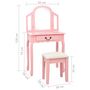 Voir la diapositive 6 : VIDAXL Coiffeuse et tabouret Rose 65x36x128 cm Bois de paulownia MDF