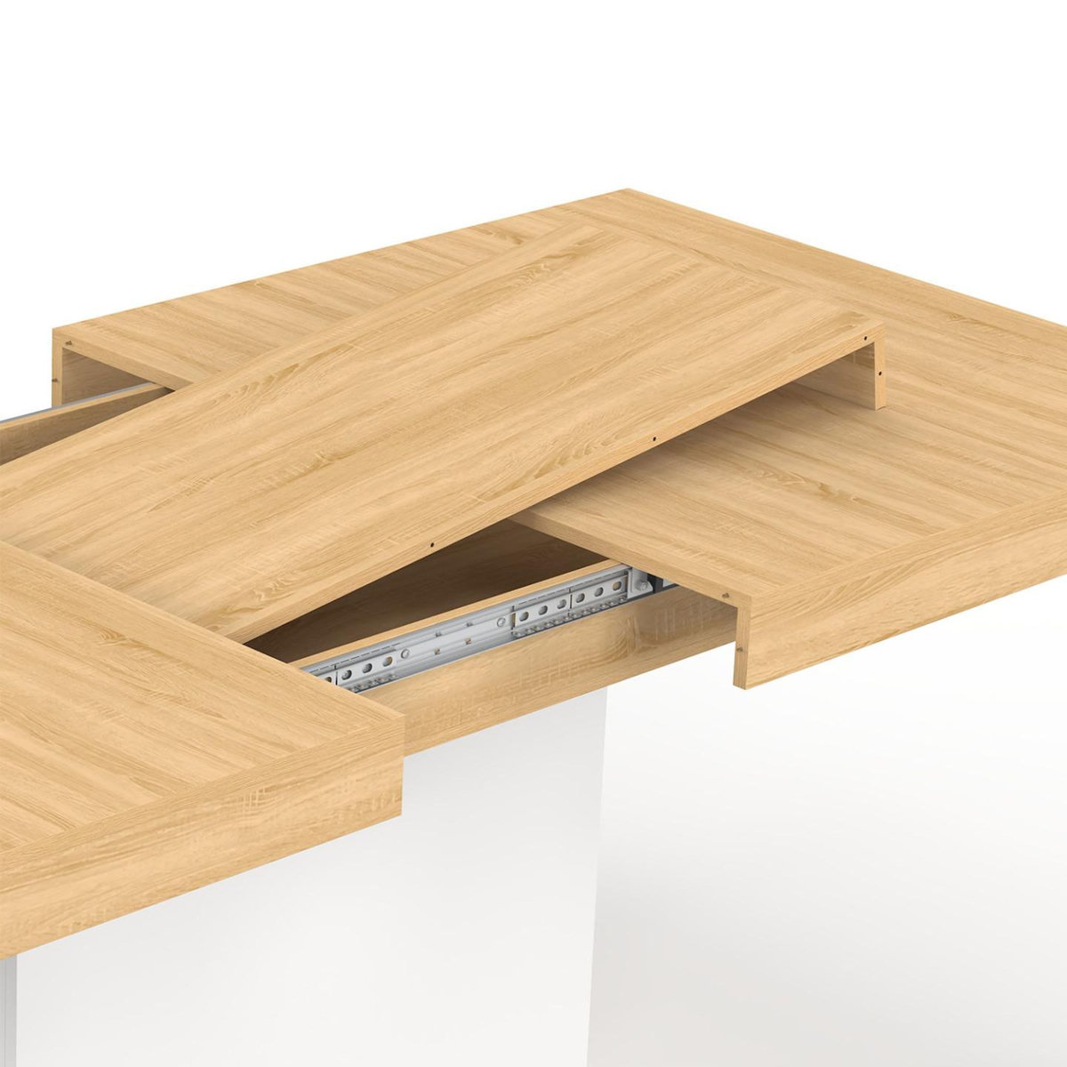 ID MARKET Table à manger extensible rectangle EDEN 6-10 personnes bois et blanc 160-200 cm