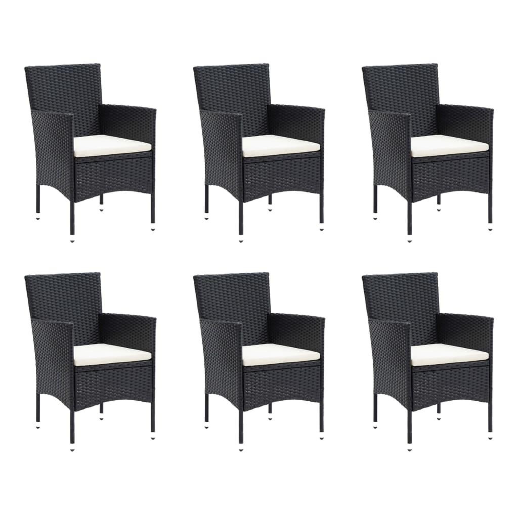Voir la diapositive 3 : VIDAXL Ensemble a manger de jardin coussins 7pcs Resine tressee Noir