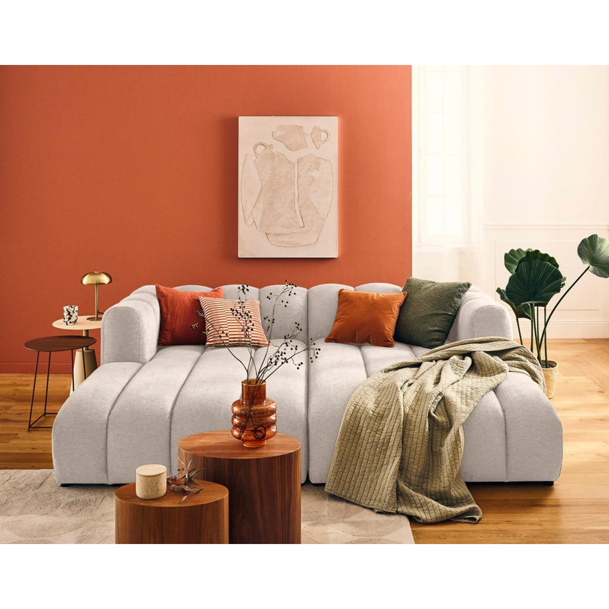 LISA DESIGN Debbie - module d'assise méridienne droit en tissu texturé