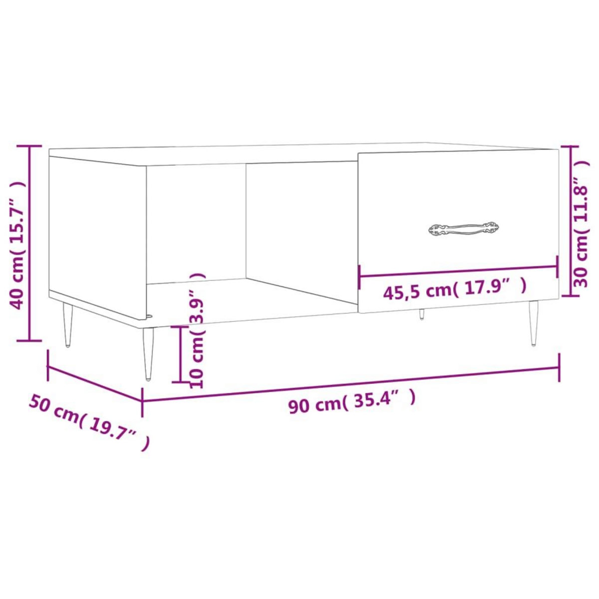 VIDAXL Table basse sonoma gris 90x50x40 cm bois d'ingenierie