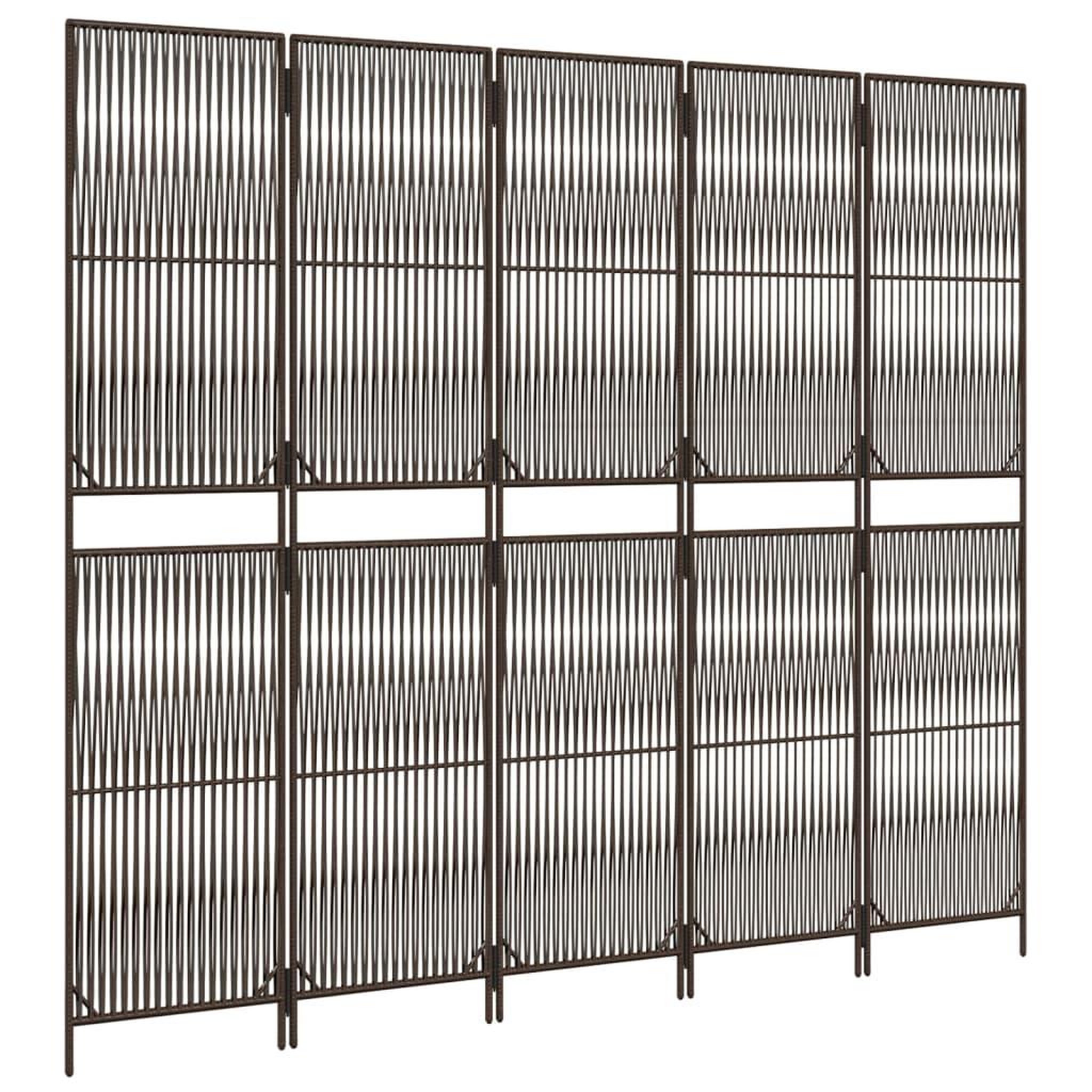 Voir la diapositive 4 : VIDAXL Cloison de separation 5 panneaux marron resine tressee