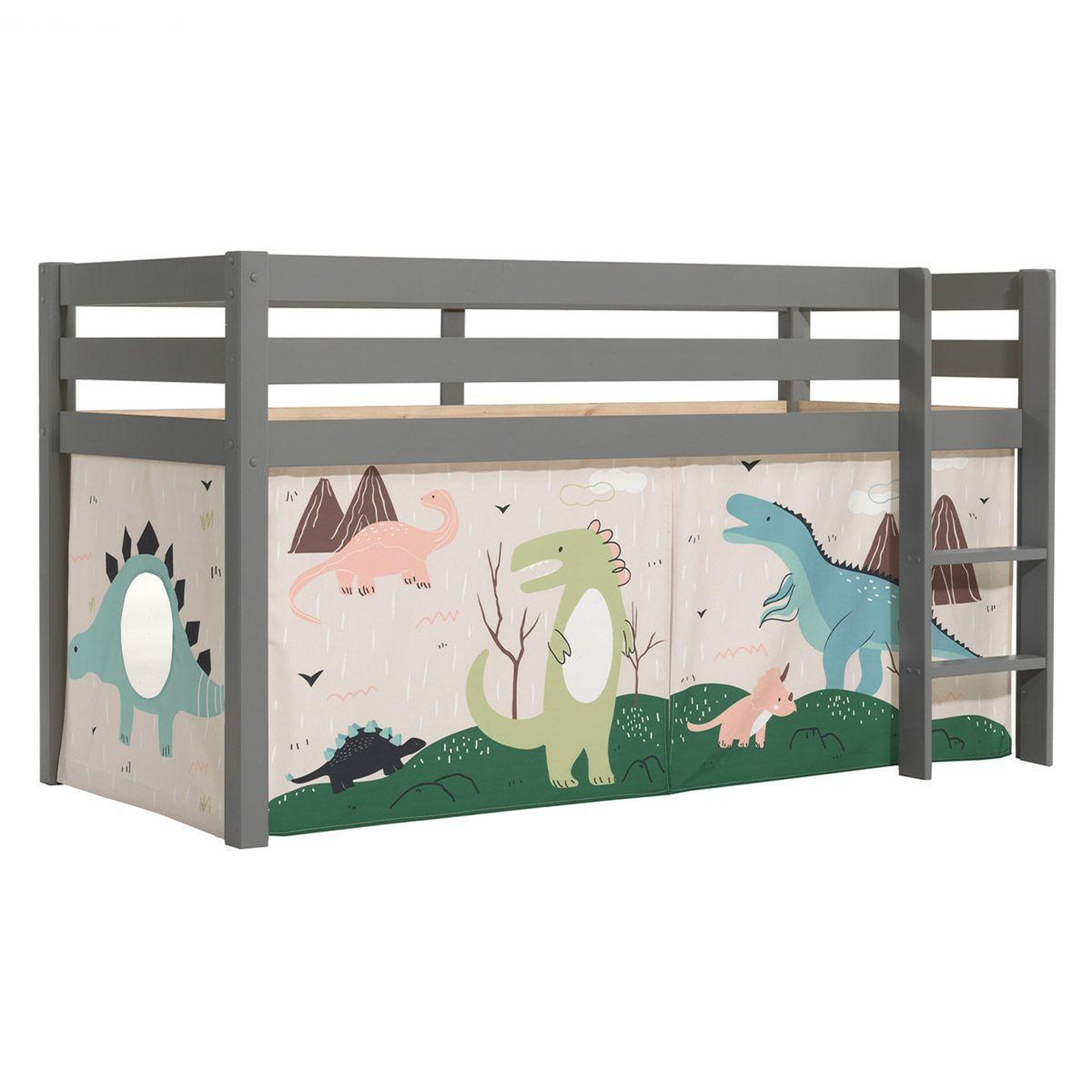 Voir la diapositive 1 : Paris Prix Lit enfant surélevé  pino dino  90x200cm gris