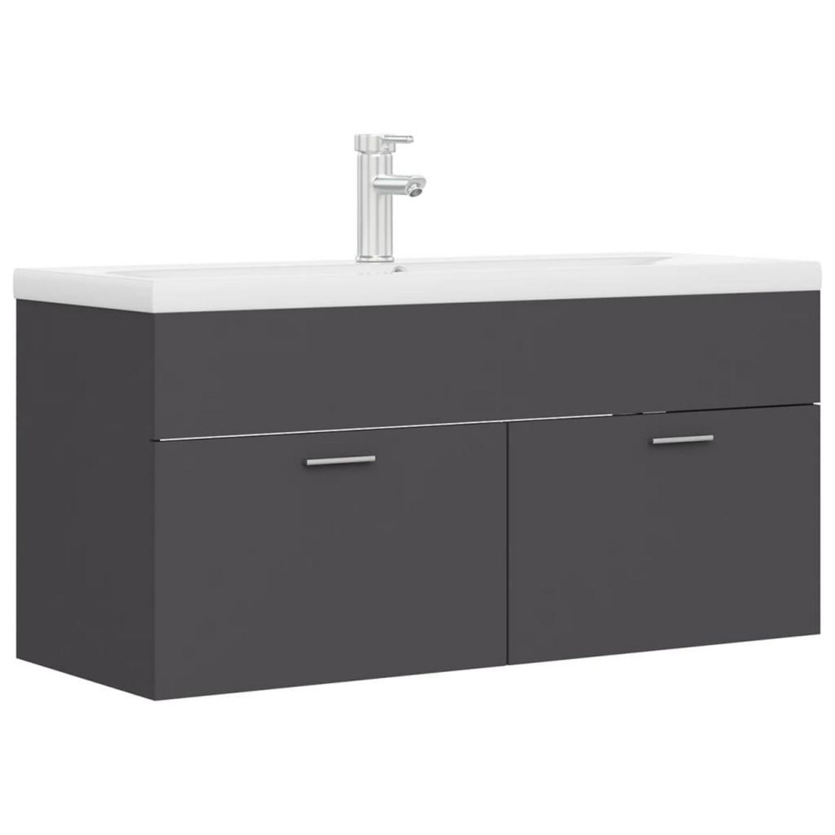 VIDAXL Armoire d'evier avec lavabo integre Gris Agglomere