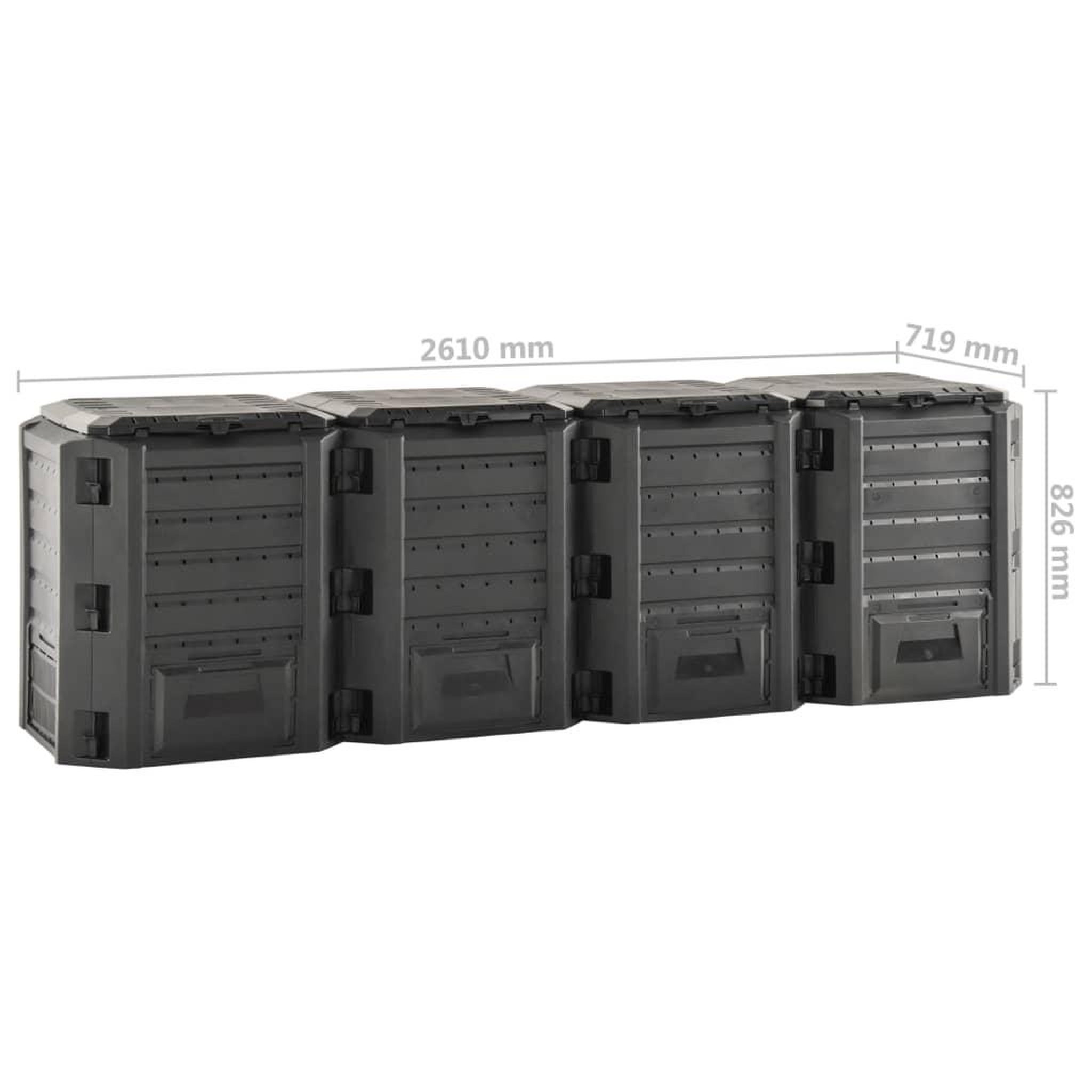 Voir la diapositive 6 : VIDAXL Composteur de jardin Noir 1600 L