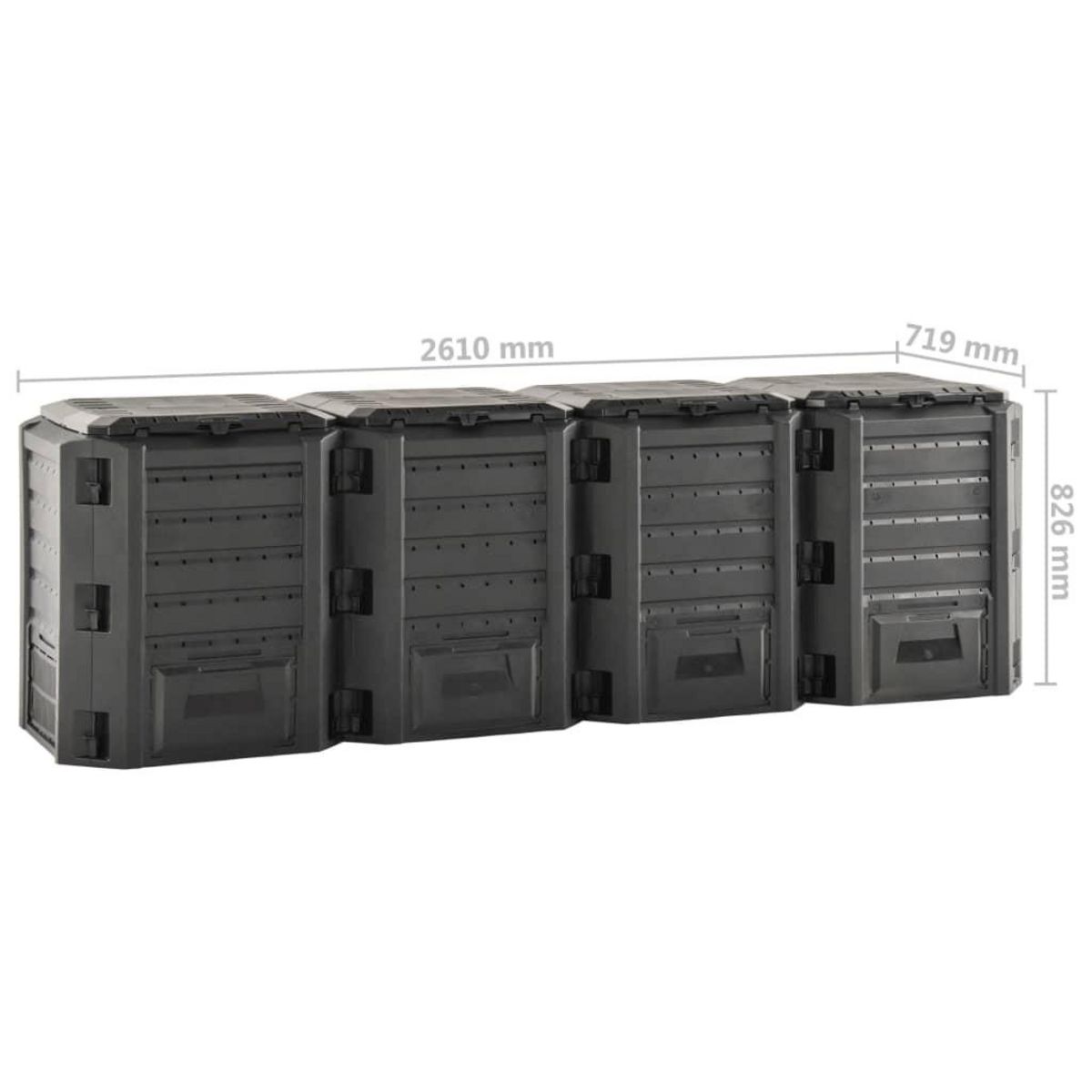 VIDAXL Composteur de jardin Noir 1600 L