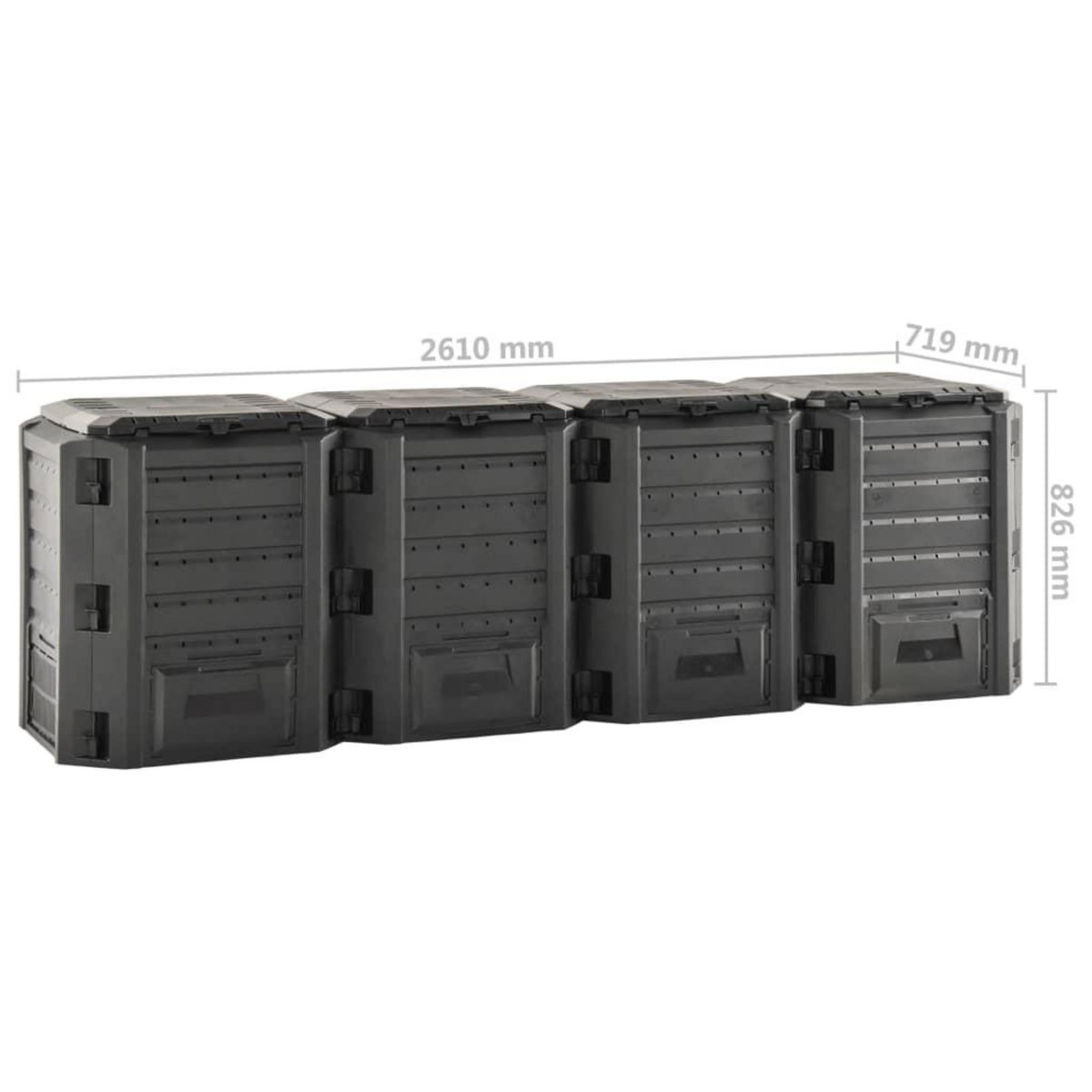 VIDAXL Composteur de jardin Noir 1600 L