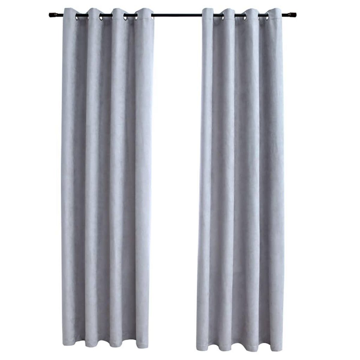 VIDAXL Rideaux occultants avec anneaux en metal 2 pcs Gris 140x225 cm
