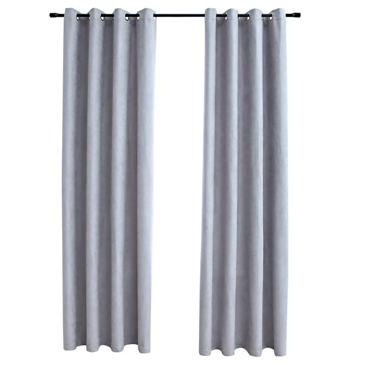 VIDAXL Rideaux occultants avec anneaux en metal 2 pcs Gris 140x225 cm