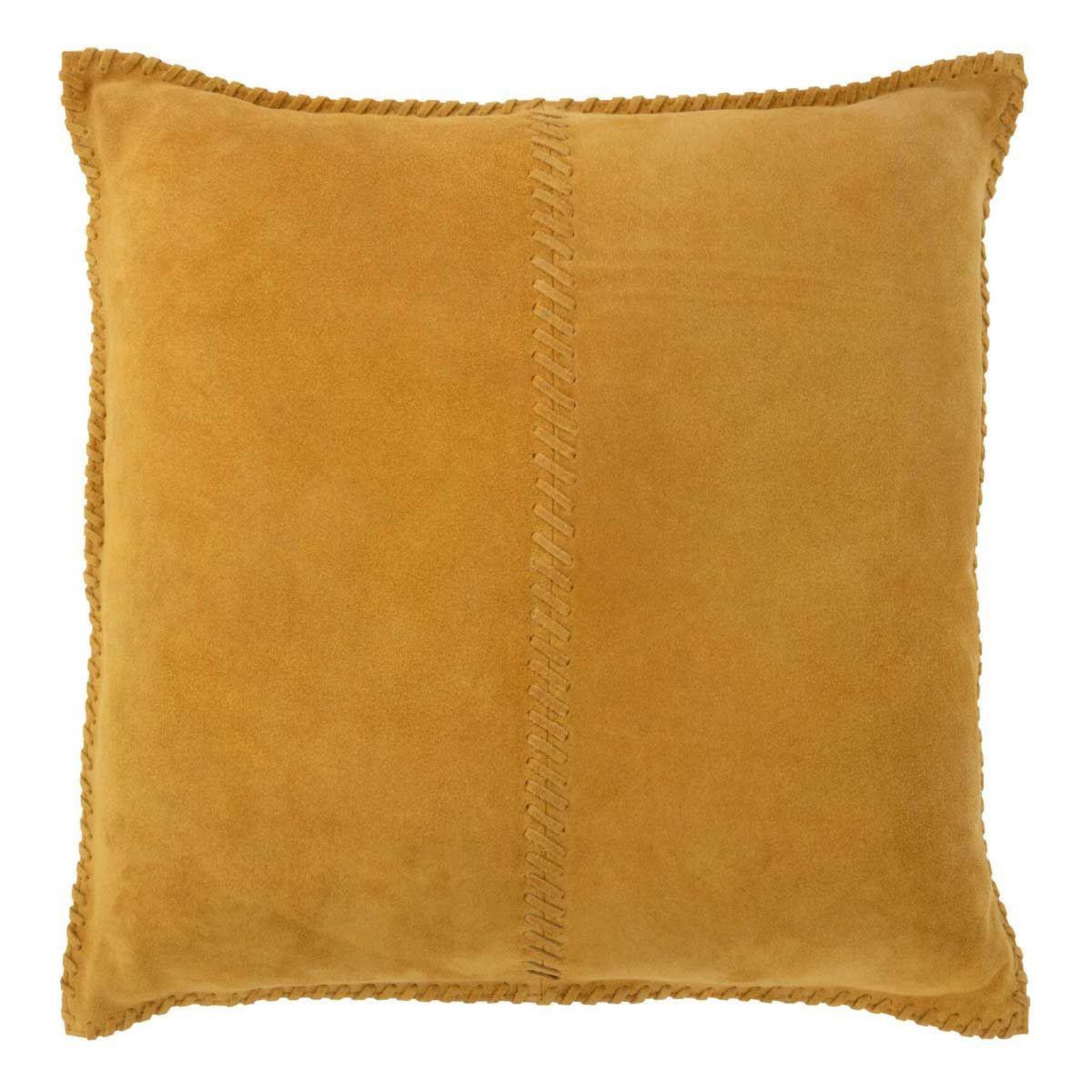 J-LINE Coussin déco en cuir  coleman  45x45cm jaune