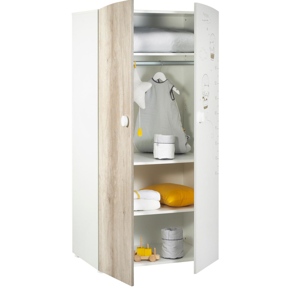 BABY PRICE Armoire bébé 2 portes BALLOON, 1 penderie, 3 tablettes
