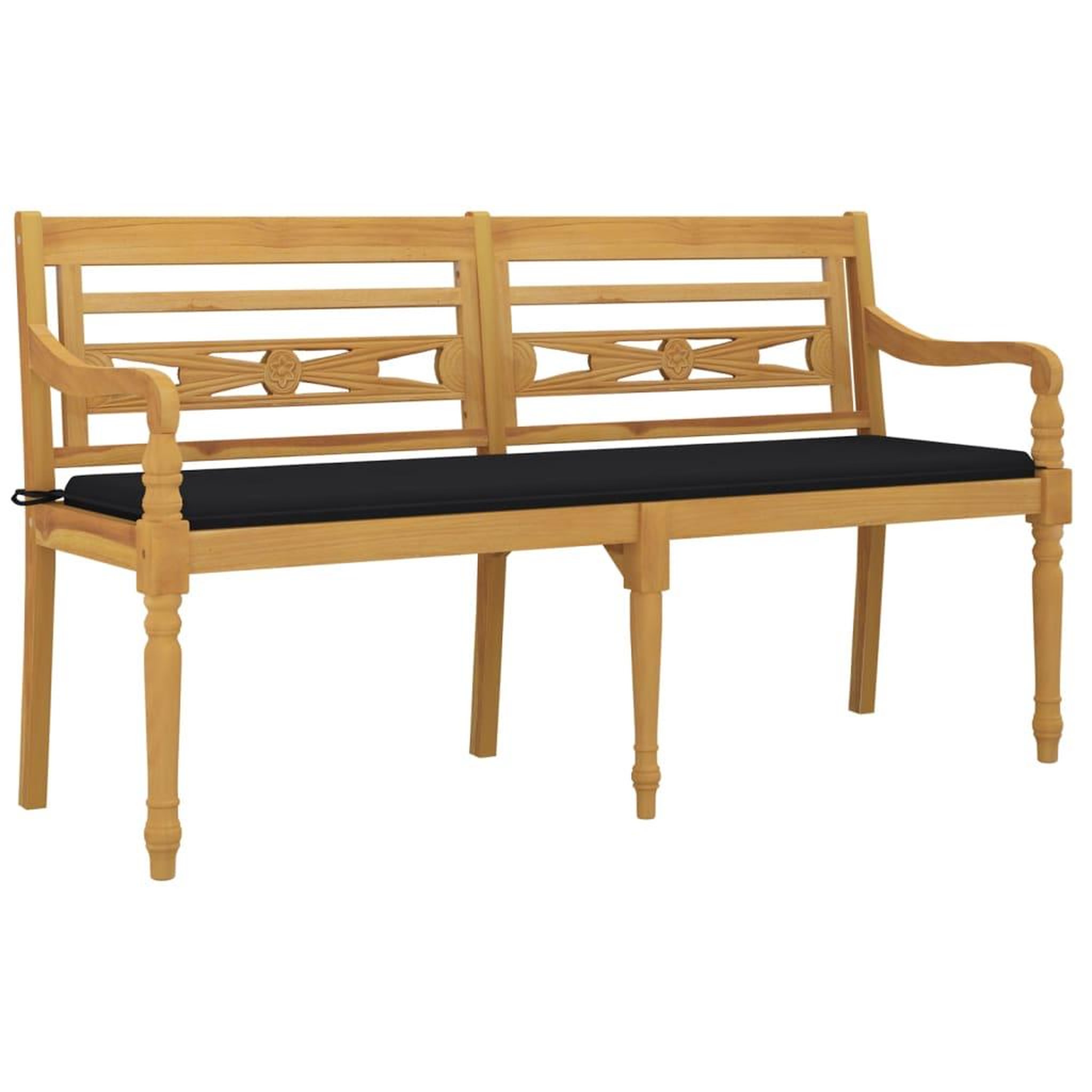 Voir la diapositive 3 : VIDAXL Banc Batavia avec coussin noir 150 cm Bois de teck massif
