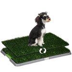 PAWHUT Toilette pour chien litière avec 2 tapis en gazon artificiel avec bac pour l'apprentissage de la propreté à l'intérieur et à l'extérieur, tapis d'entraînement pour Animaux, 67 x 41 cm