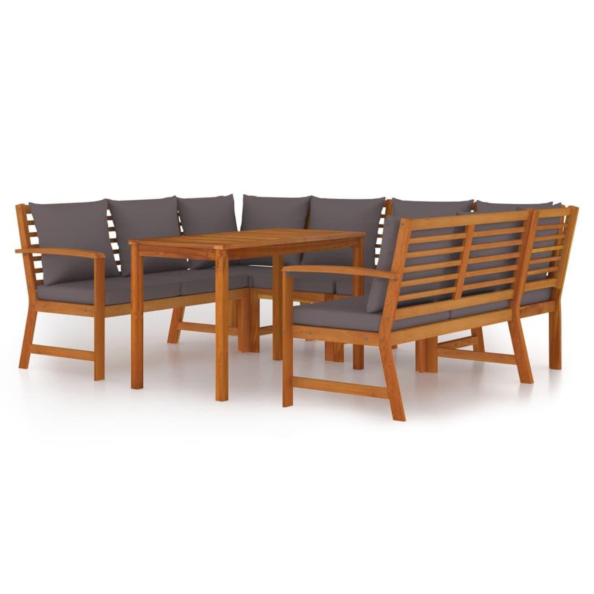 VIDAXL Ensemble a manger de jardin coussins 7 pcs Bois acacia