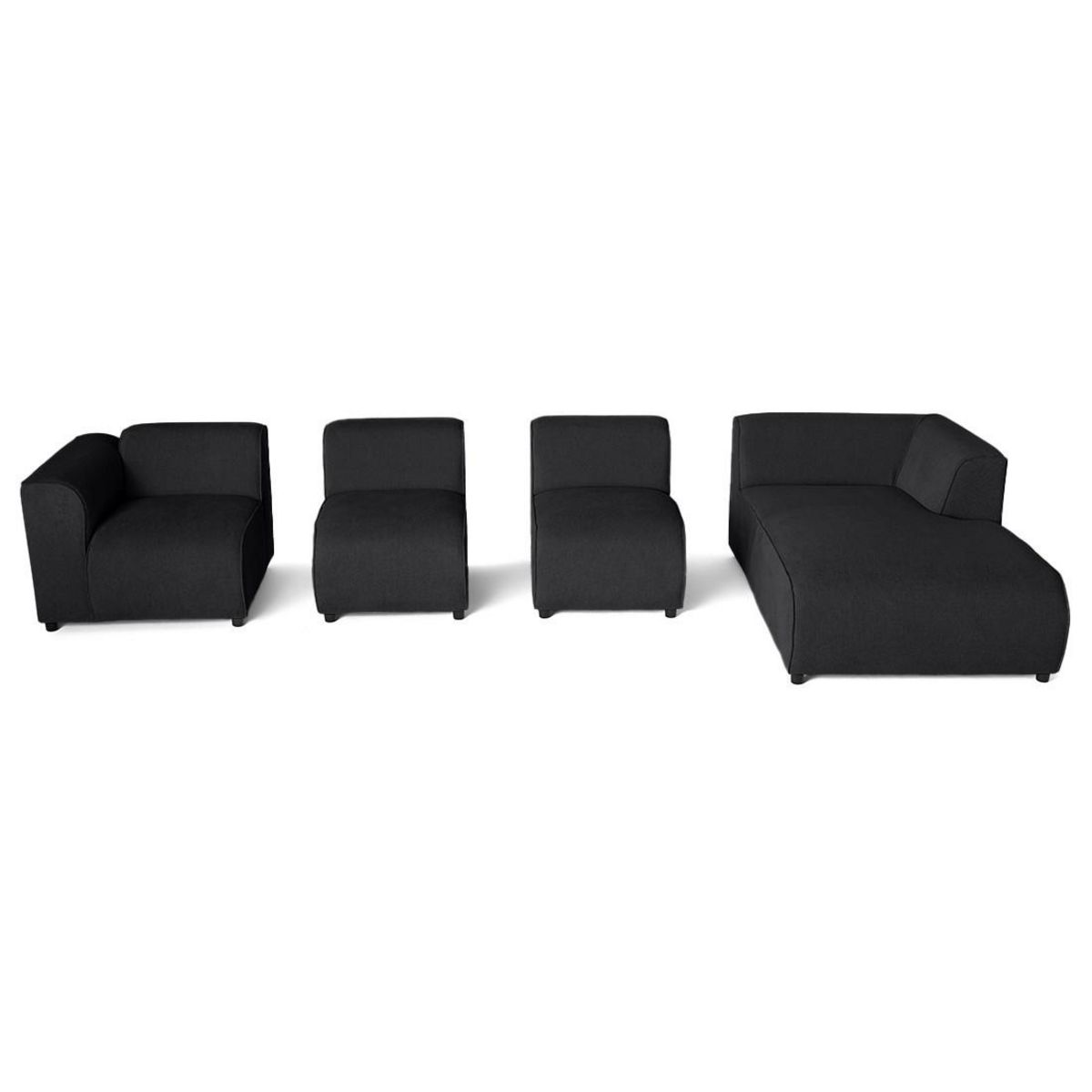 LISA DESIGN Suaro - canapé modulable d'angle droit 5 places en tissu texturé