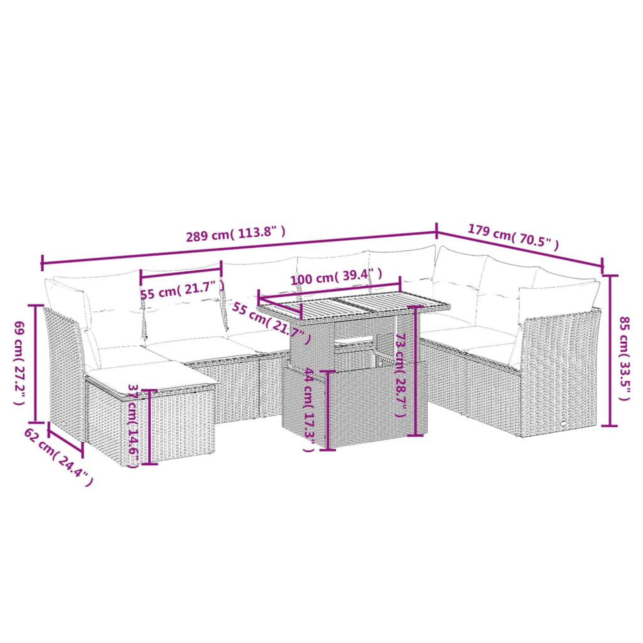 Voir la diapositive 4 : VIDAXL Salon de jardin 9 pcs avec coussins noir resine tressee