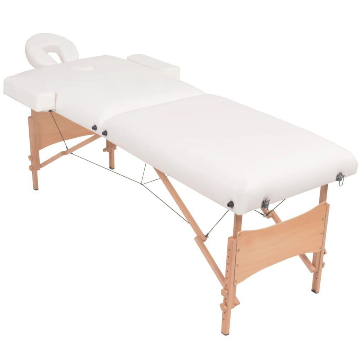 VIDAXL Table de massage pliable et tabouret 10 cm d'epaisseur Blanc
