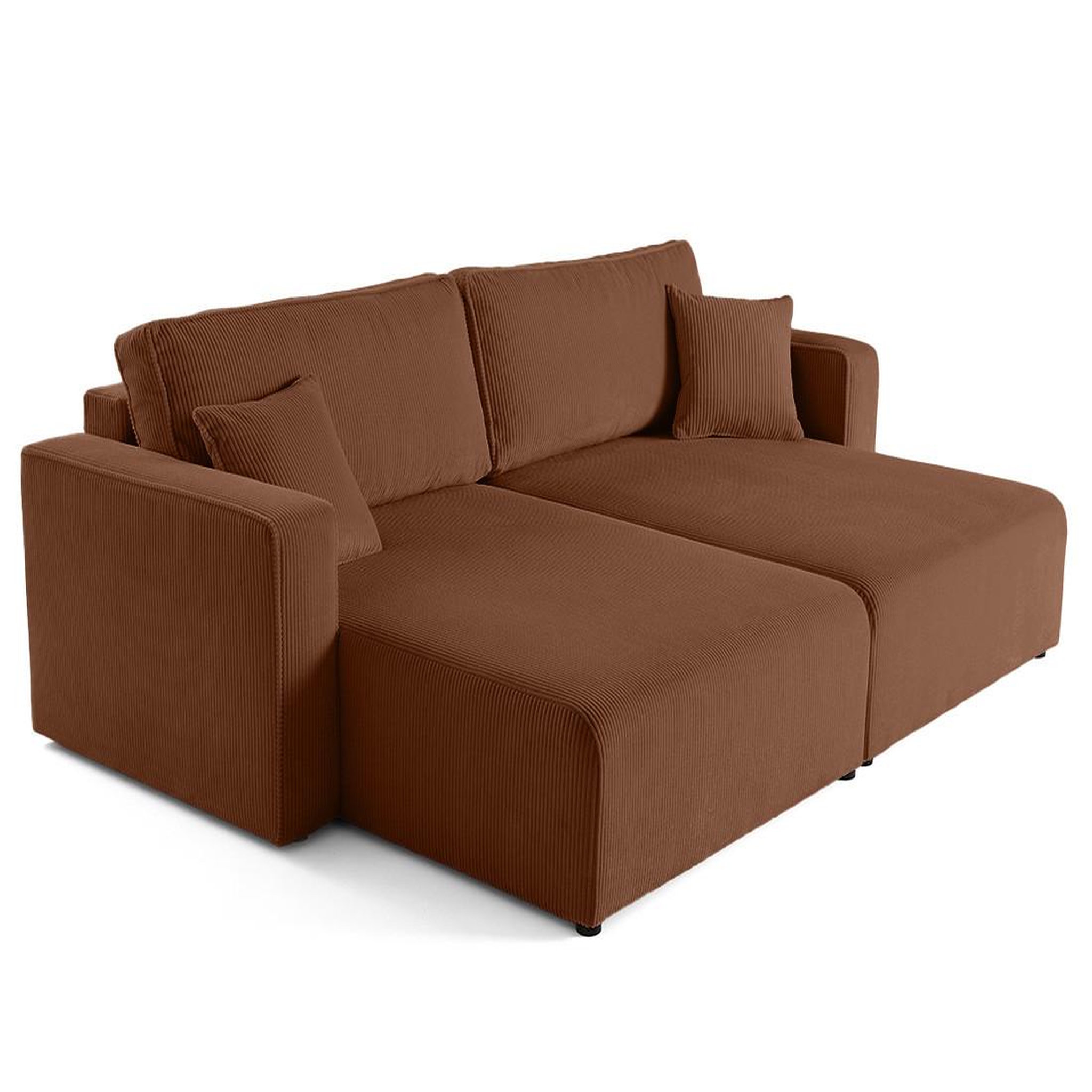 Voir la diapositive 6 : BEST MOBILIER Topaze - canapé droit 4 places avec double méridienne - assise profonde - en velours côtelé