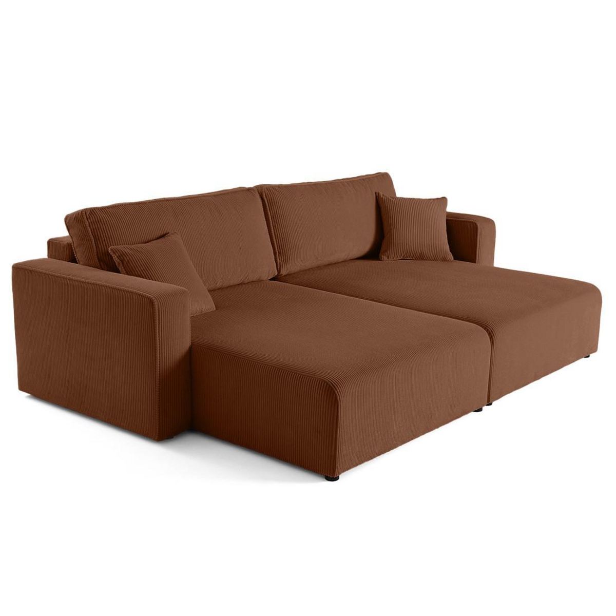 BEST MOBILIER Topaze - canapé droit 4 places avec double méridienne - assise profonde - en velours côtelé