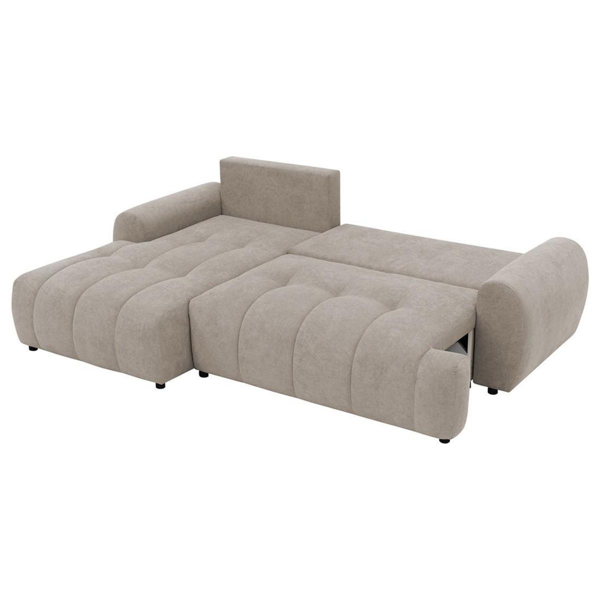 BEST MOBILIER Luzzio - canapé d'angle gauche 4 places convertible avec coffre en tissu texturé
