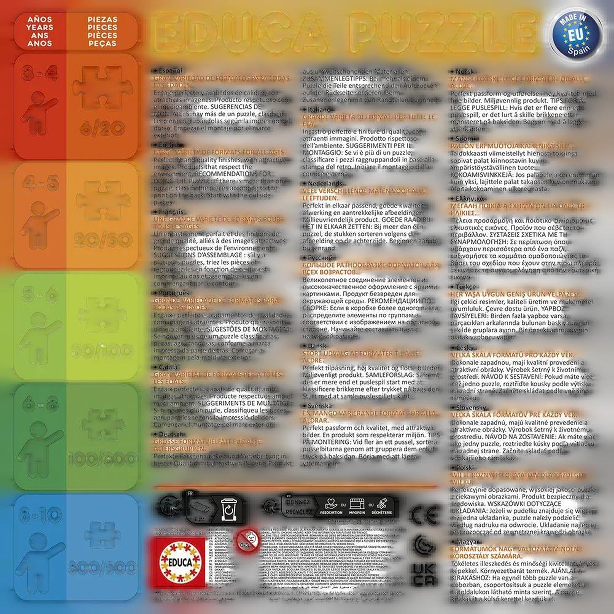 Voir la diapositive 3 : EDUCA Puzzle multi 4 junior 20 / 40 / 60 / 80 pièces - Peppa Pig - Enfant dès 3 ans - Puzzle éducatif évolutif - Educa