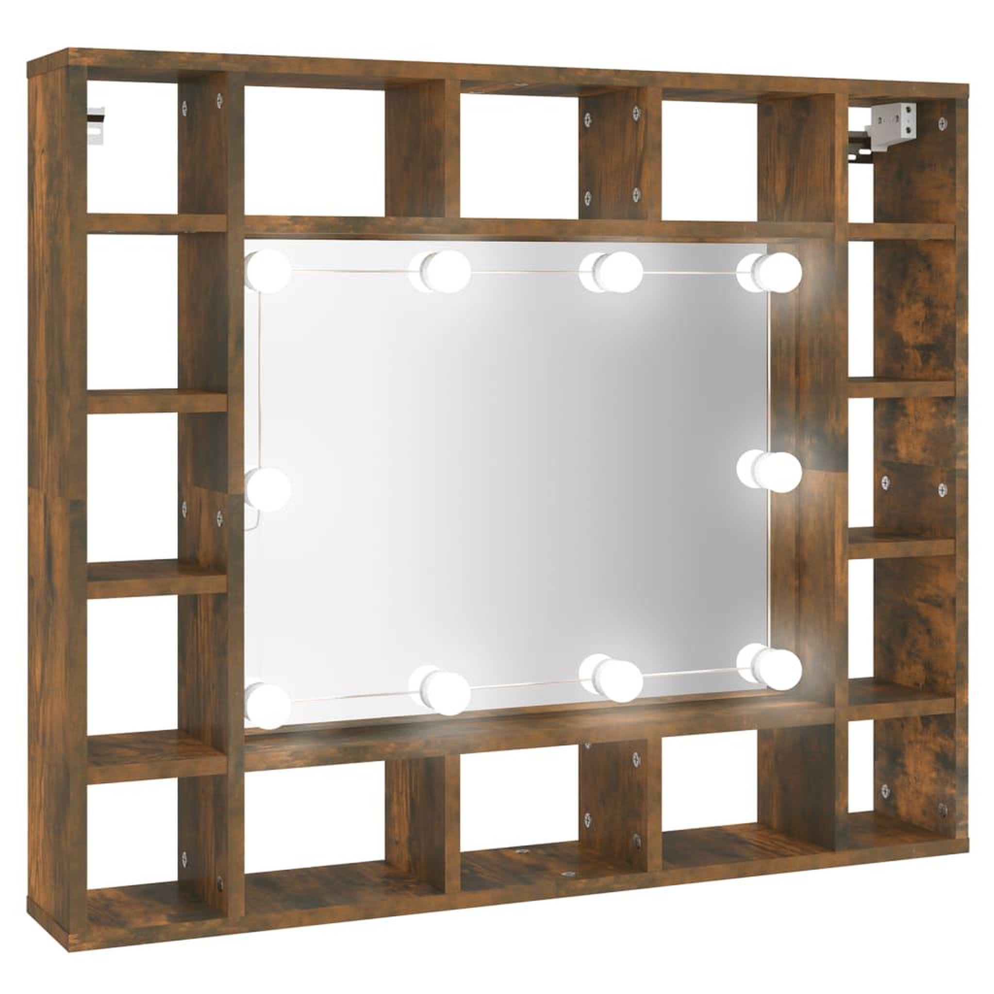 Voir la diapositive 2 : VIDAXL Armoire a miroir avec LED Chene fume 91x15x76,5 cm
