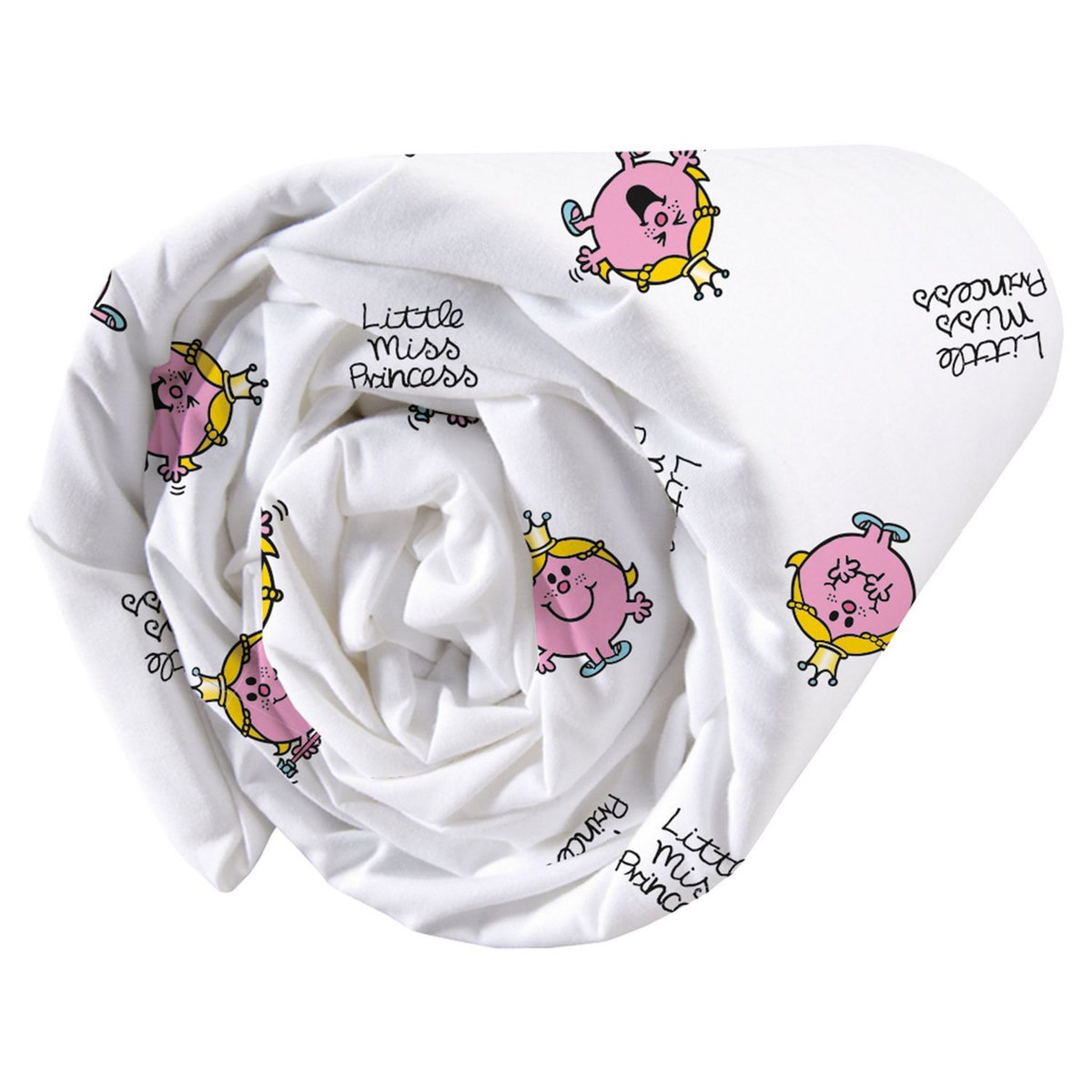 Monsieur Madame Drap housse enfant en coton 57 fils imprimé LITTLE MISS PRINCESS