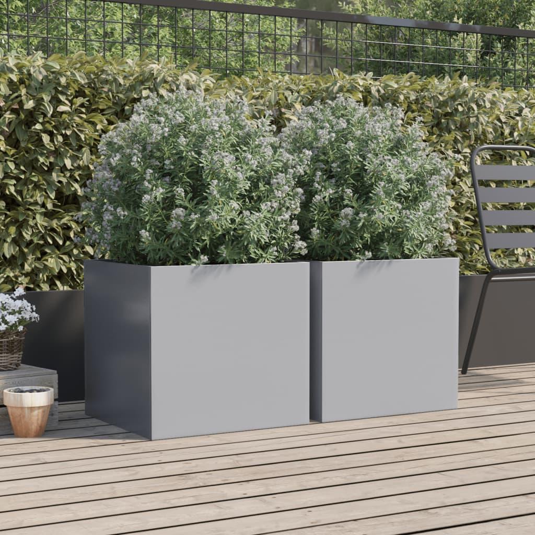 Voir la diapositive 3 : VIDAXL Jardinieres 2 pcs argente 49x47x46 cm acier galvanise