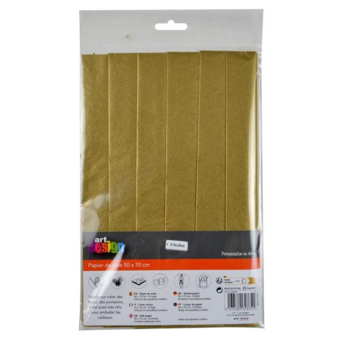Paris Prix Lot de 6 Feuilles Papier de Soie  Cadeau  50x70cm Or