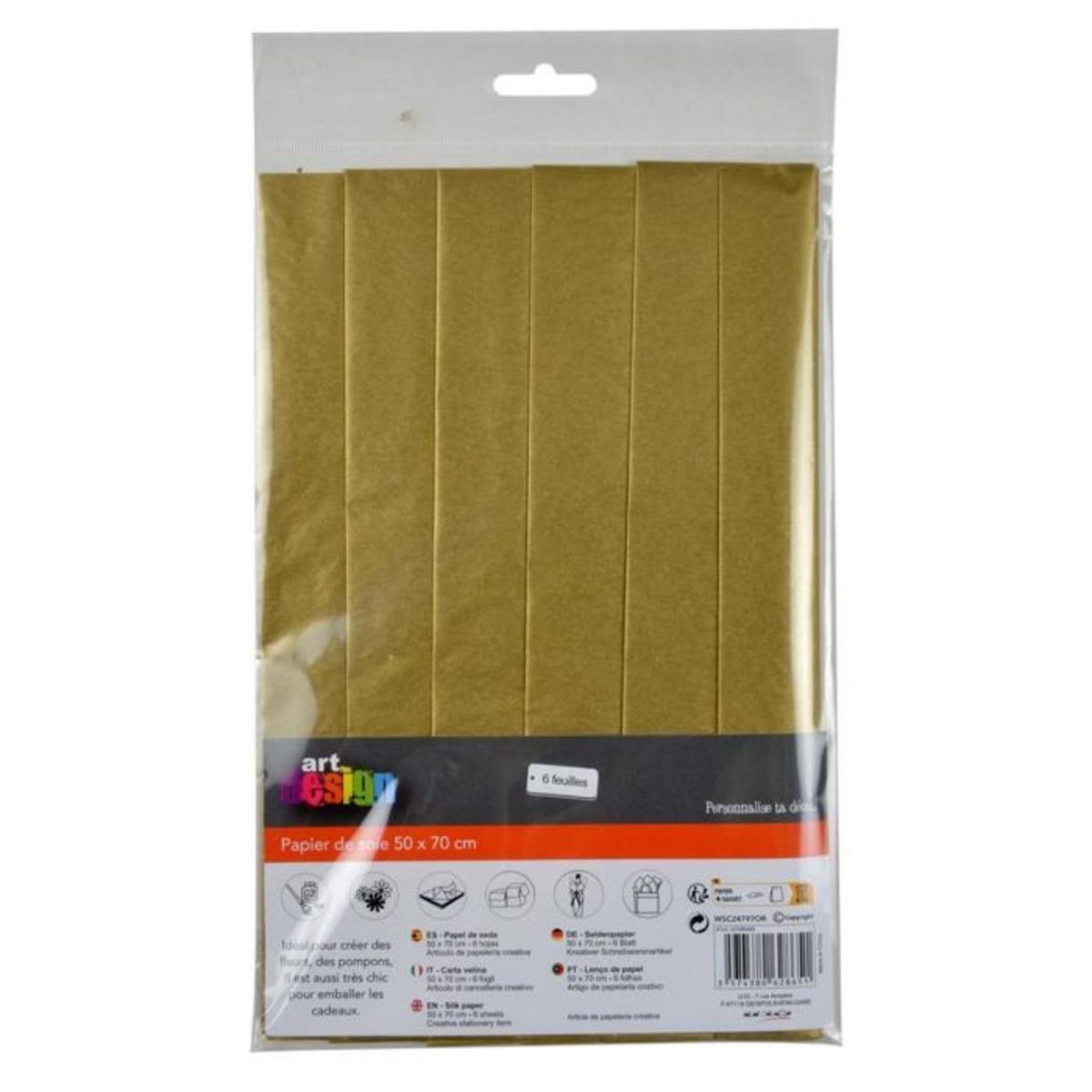 Paris Prix Lot de 6 Feuilles Papier de Soie  Cadeau  50x70cm Or