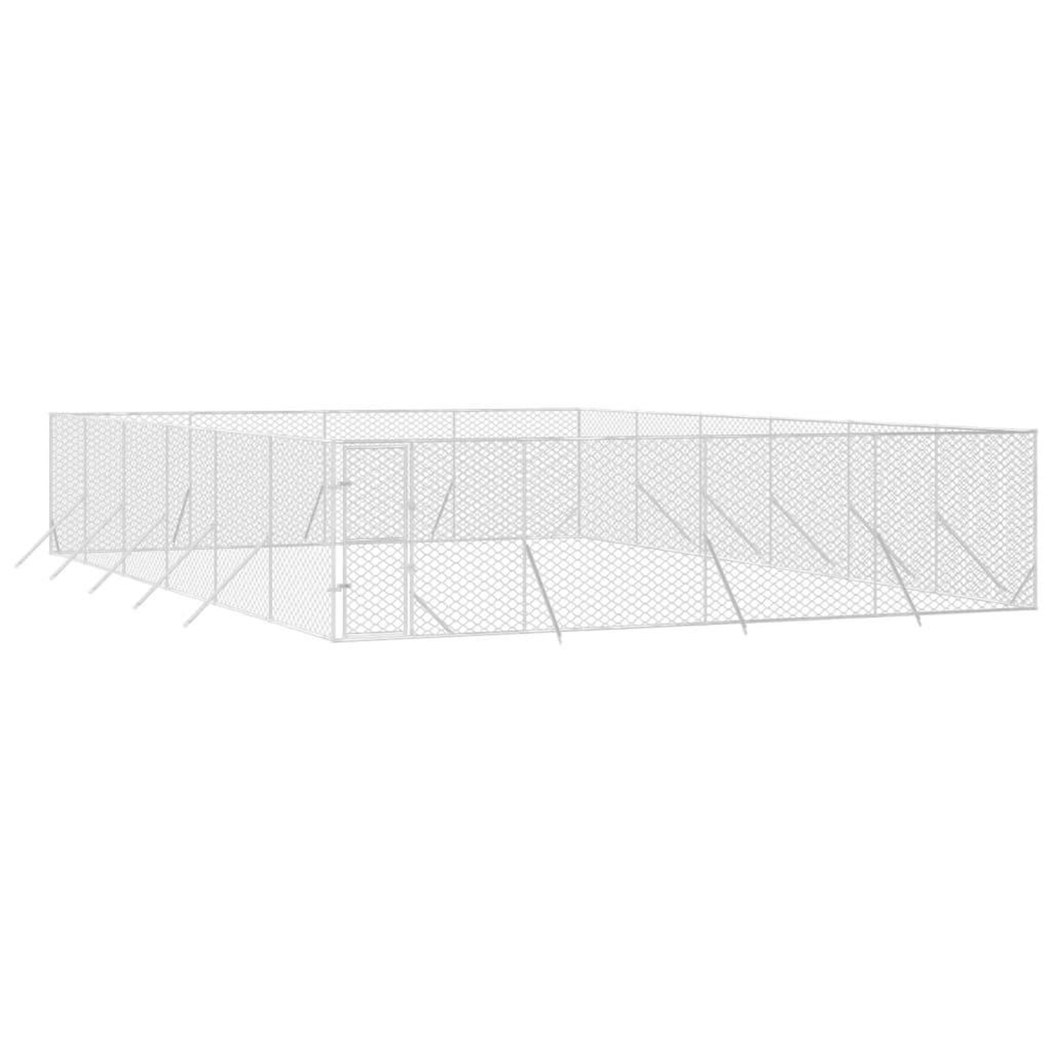 Voir la diapositive 3 : VIDAXL Chenil d'exterieur pour chiens argente 8x12x2 m acier galvanise