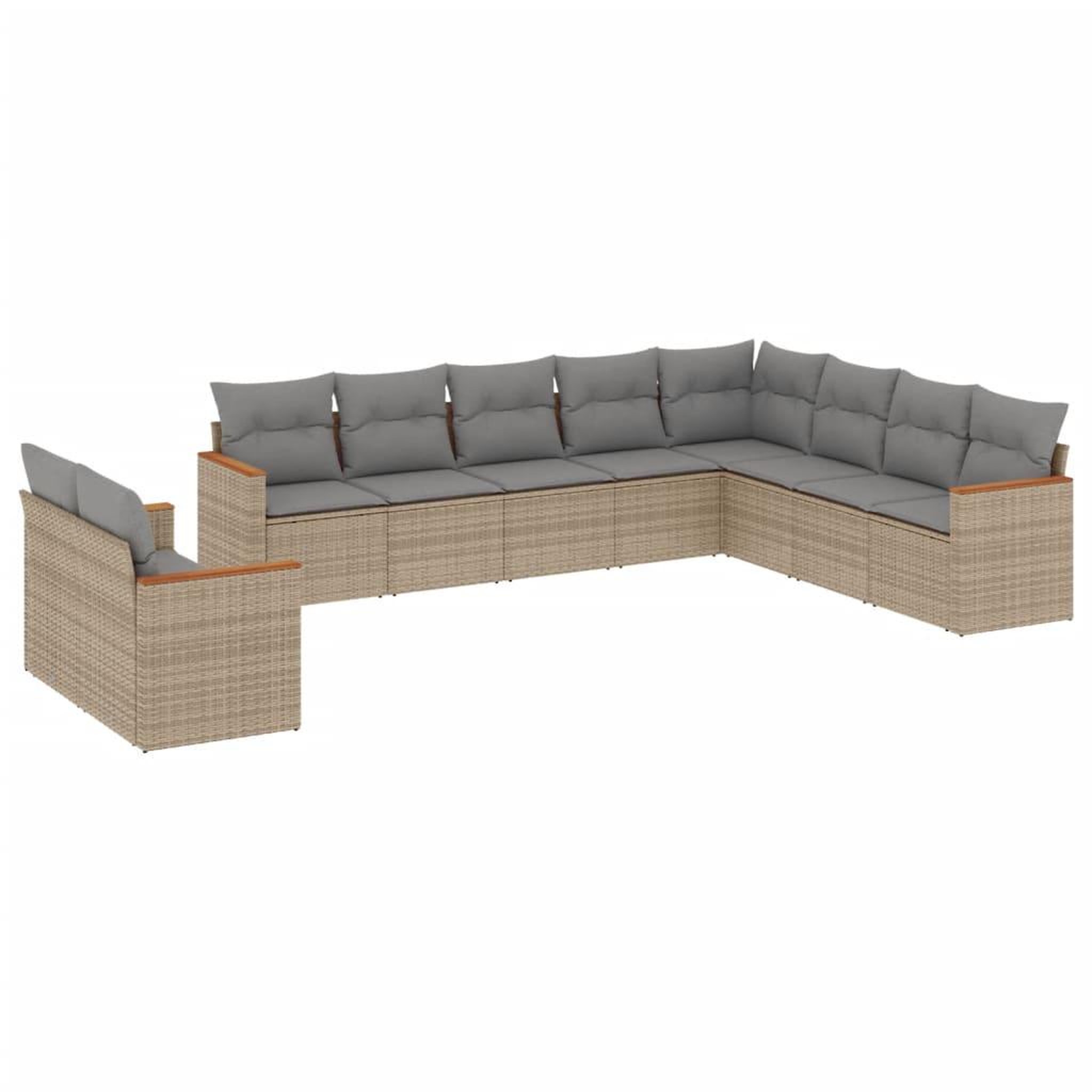 Voir la diapositive 2 : VIDAXL Salon de jardin et coussins 10 pcs melange beige resine tressee