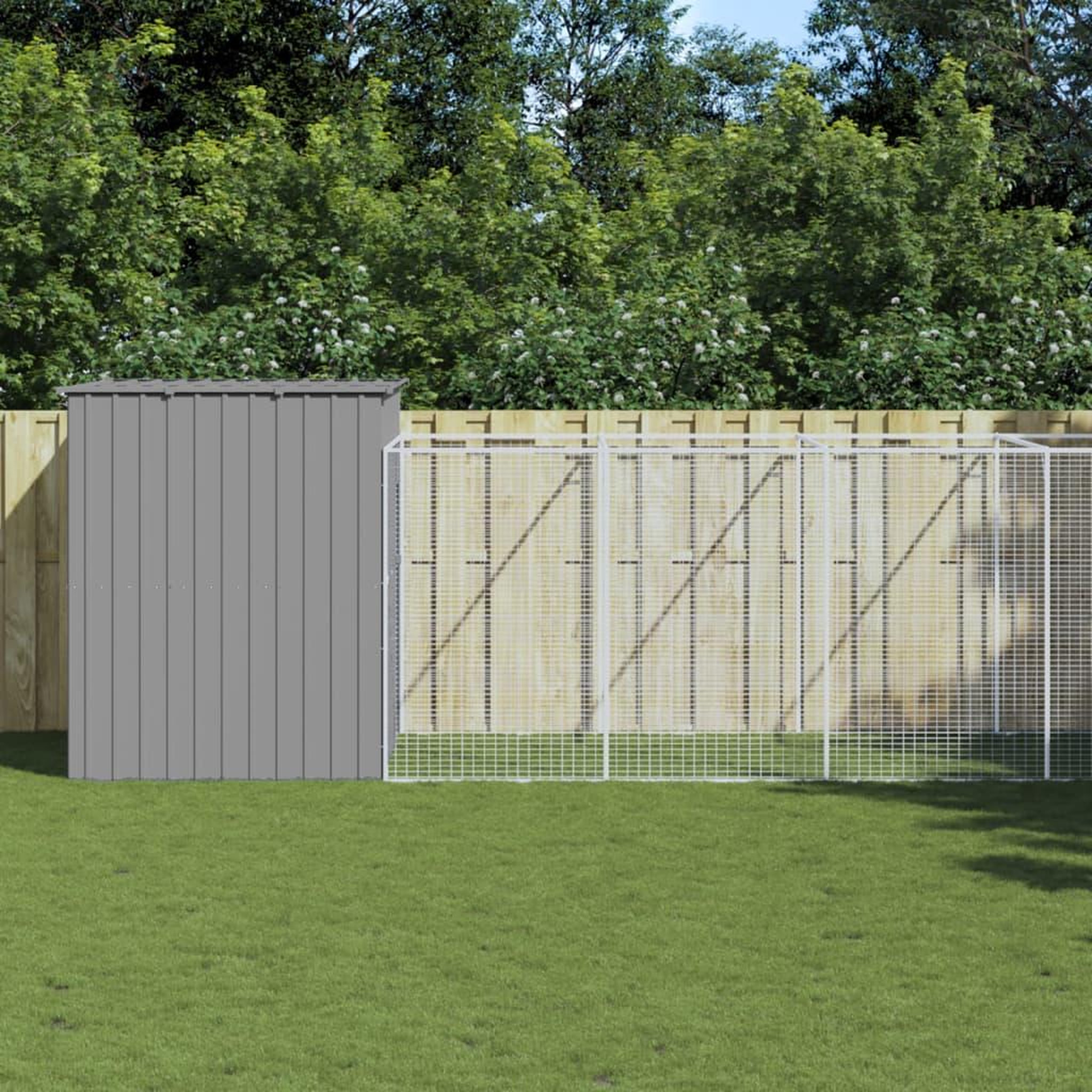 VIDAXL Niche pour chien avec cour gris clair 214x1273x181 cm