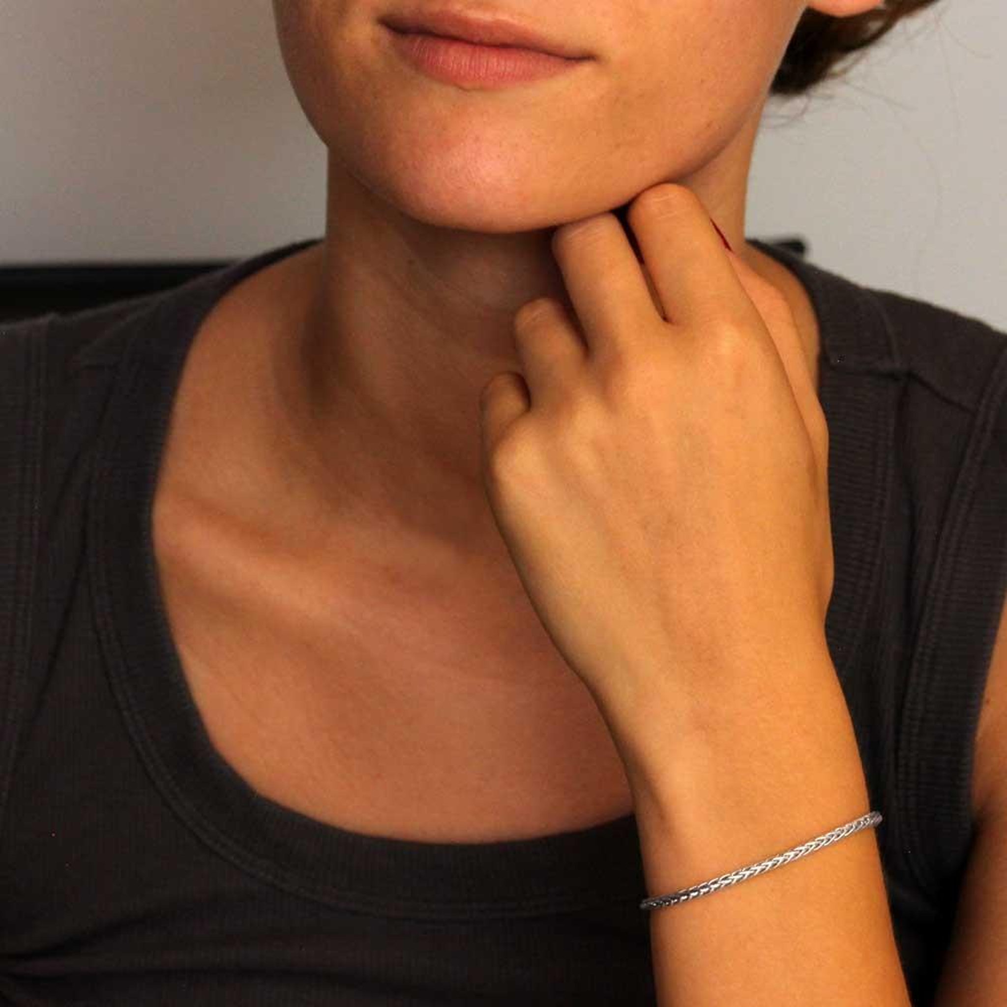 Voir la diapositive 3 : L'ATELIER D'AZUR Bracelet Or Blanc Maille Palmier - Femme