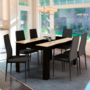 Voir la diapositive 4 : ID MARKET Table à manger extensible rectangle GEORGIA 6-10 personnes noire et imitation hêtre 140-220 x 90 cm