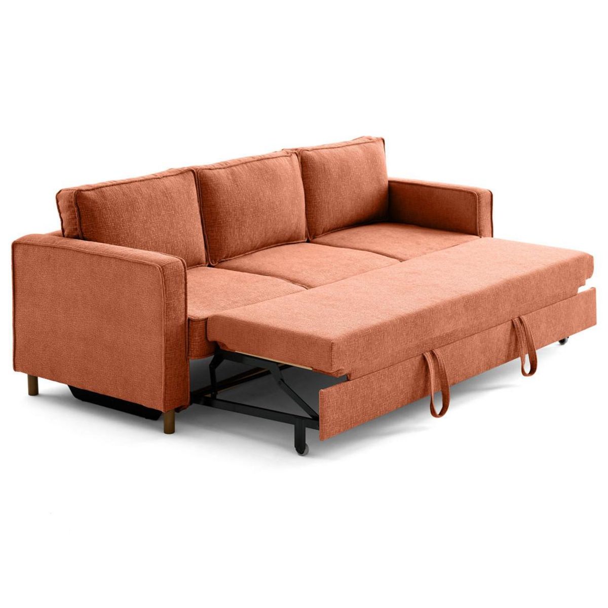 LISA DESIGN Jake - canapé droit 3 places convertible en tissu velours relief