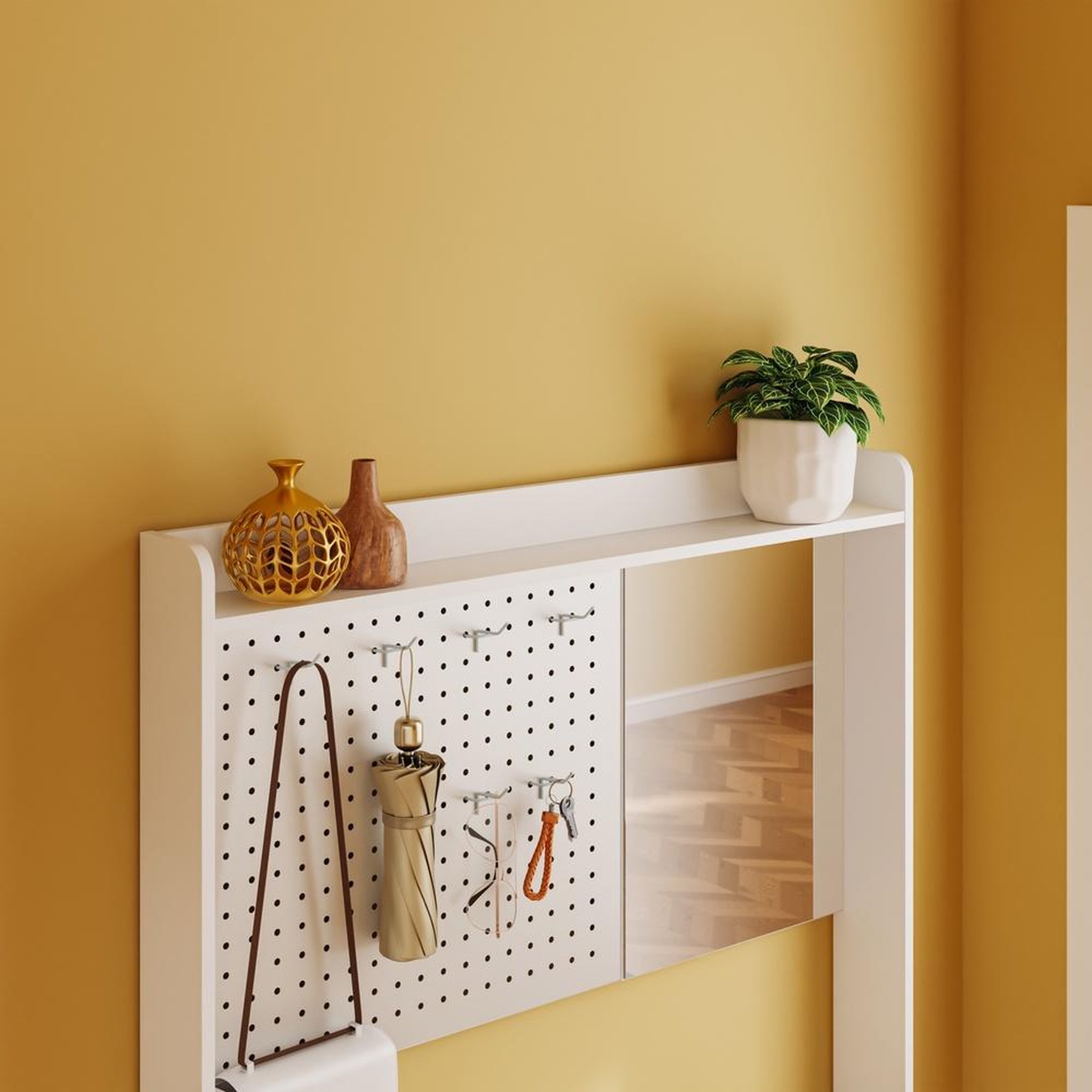 Voir la diapositive 5 : SOBUY Armoire à chaussures blanche avec miroir, meuble d'entrée 10 paires, 83x14x197 cm