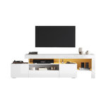 MERAX Meuble tv blanc 192 cm led panneau de particules