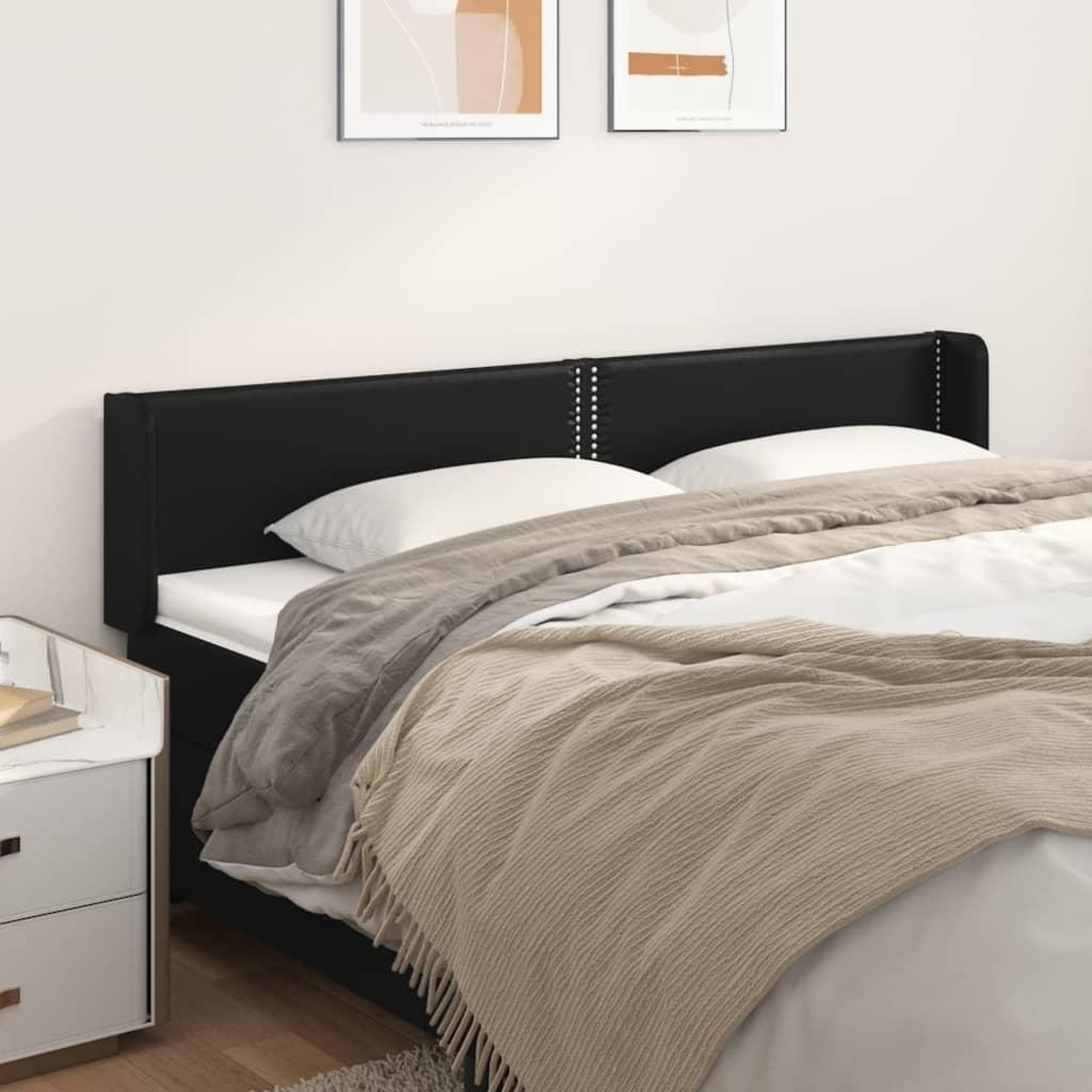 Voir la diapositive 1 : VIDAXL Tete de lit avec oreilles Noir 163x16x78/88 cm Similicuir