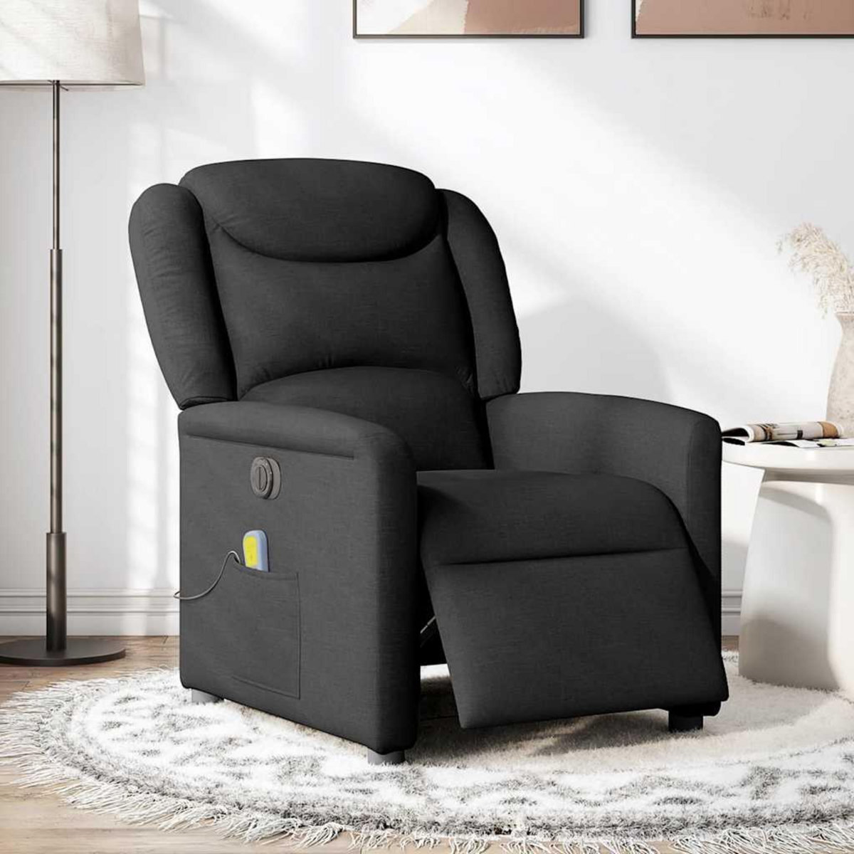 VIDAXL Fauteuil de massage inclinable electrique Noir Tissu