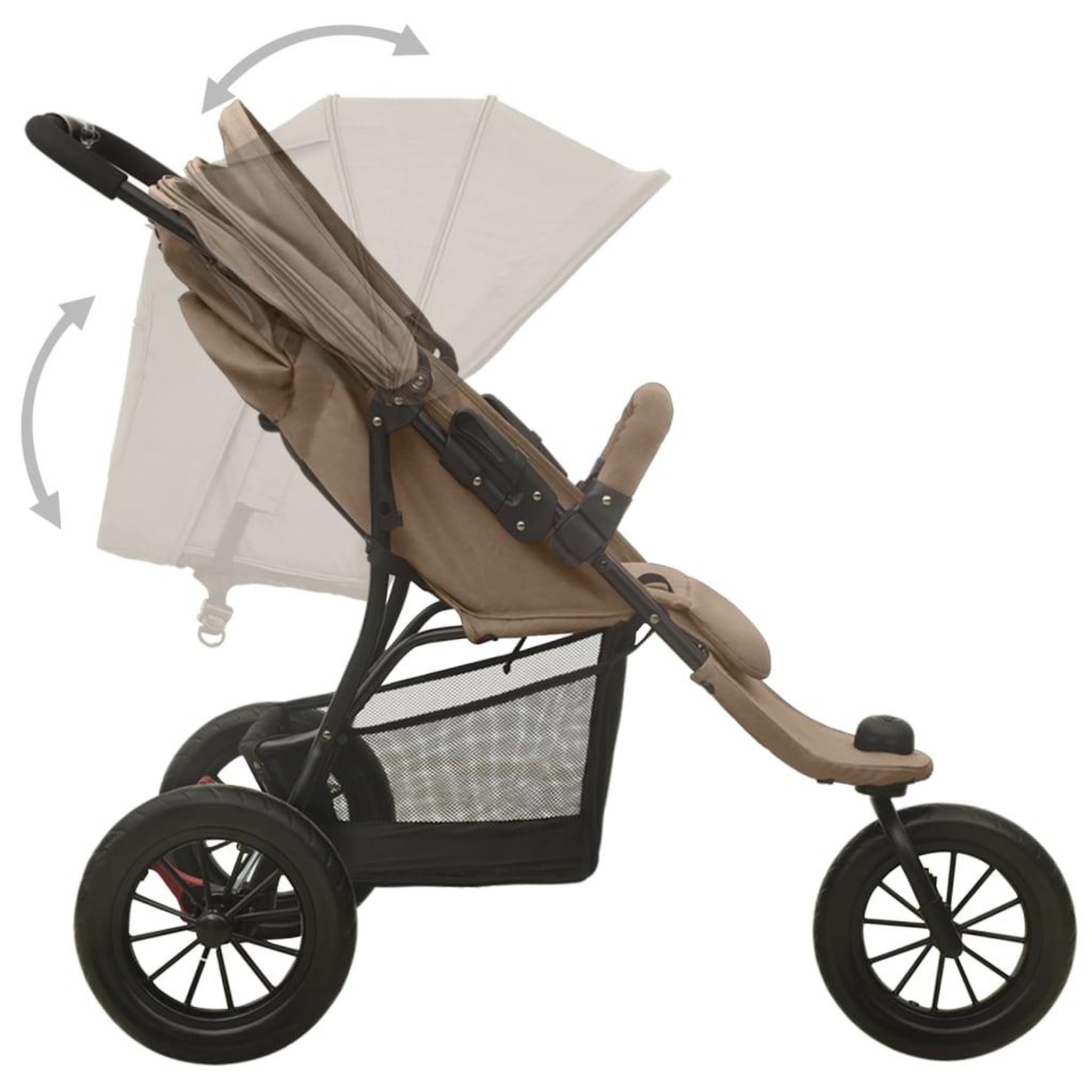 Voir la diapositive 5 : VIDAXL Poussette pour bebe Taupe Acier